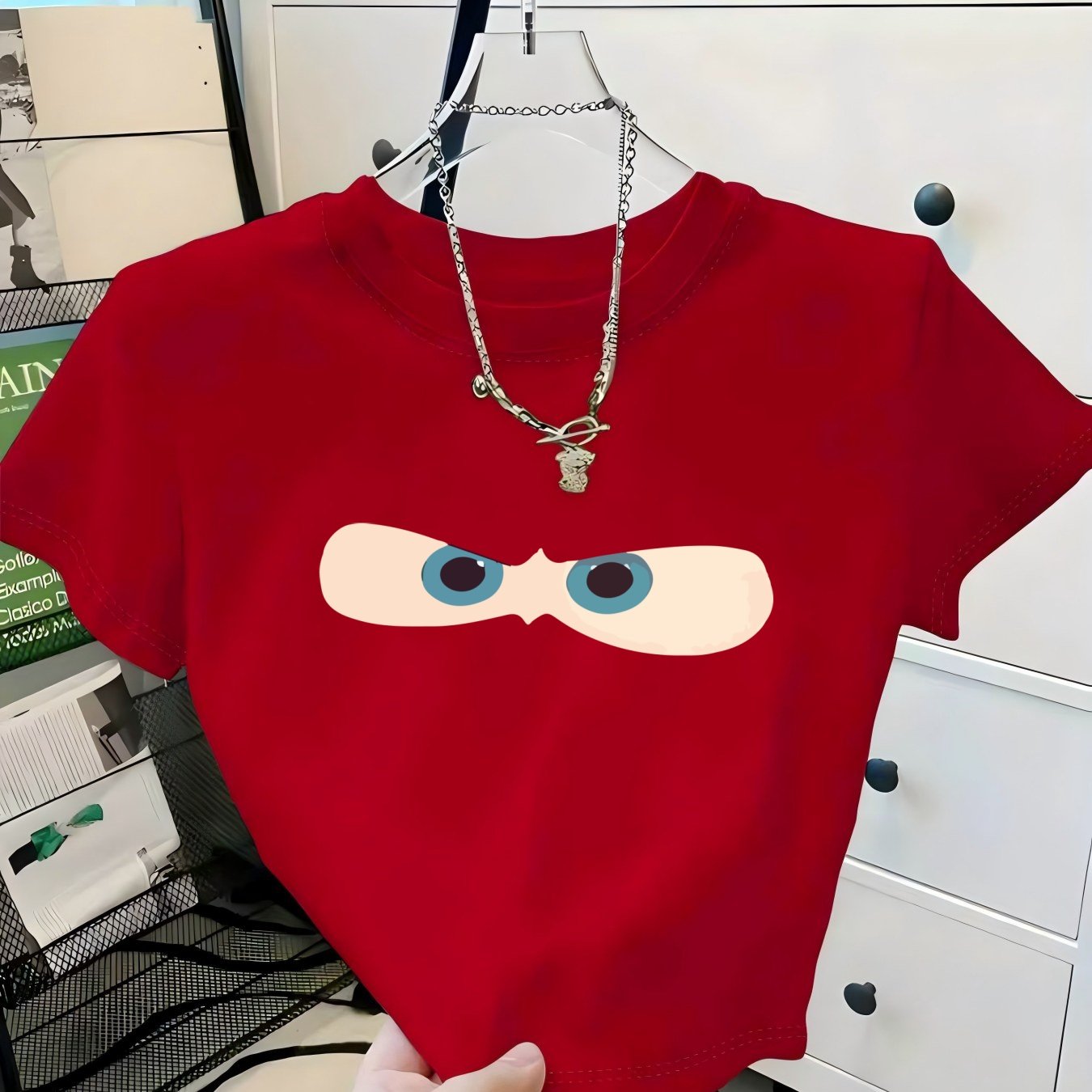 TEMU T-shirt court à manches courtes et col rond pour femme, coupe très courte, décontracté et , imprimé