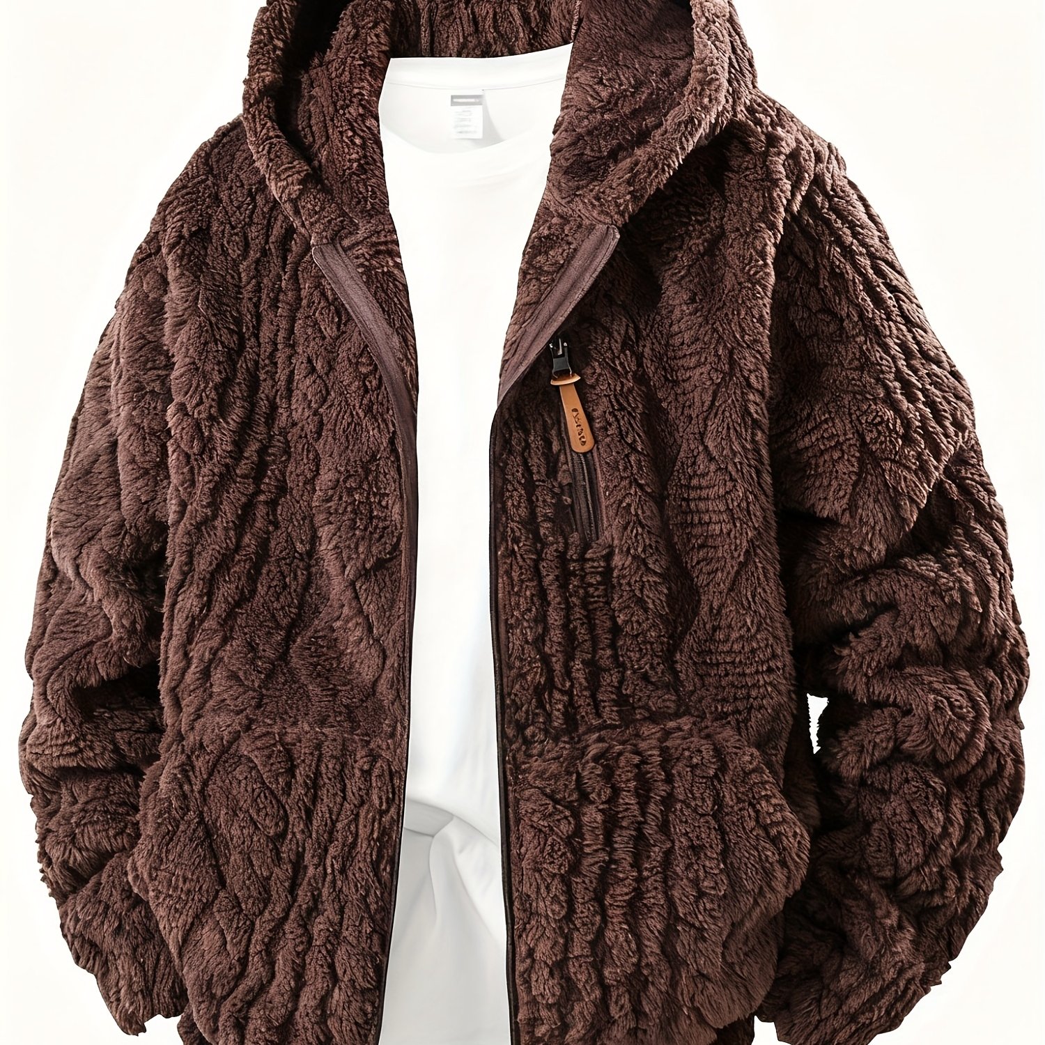 TEMU Men's Casual Jacket, Fluffy Jacket, Suitable For , Ideal For Travel, Running, And Fitness, Stylish And Versatile Couple Set, Autumn/winter