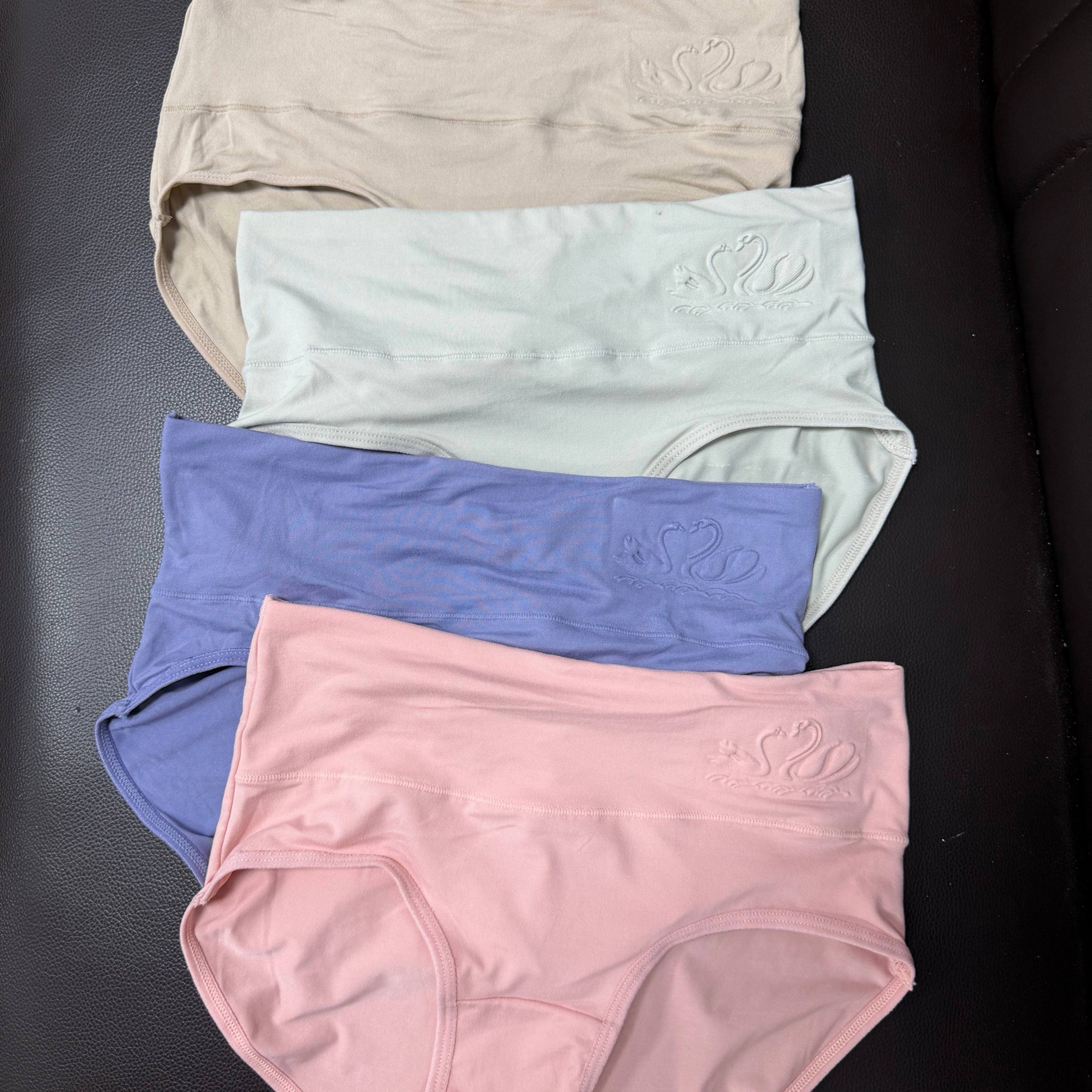 TEMU 4pcs Women's High-waist Seamless Panties, Easy Comfortable Breathable Elastic Solid-color Underwear, , Comfortable Wear