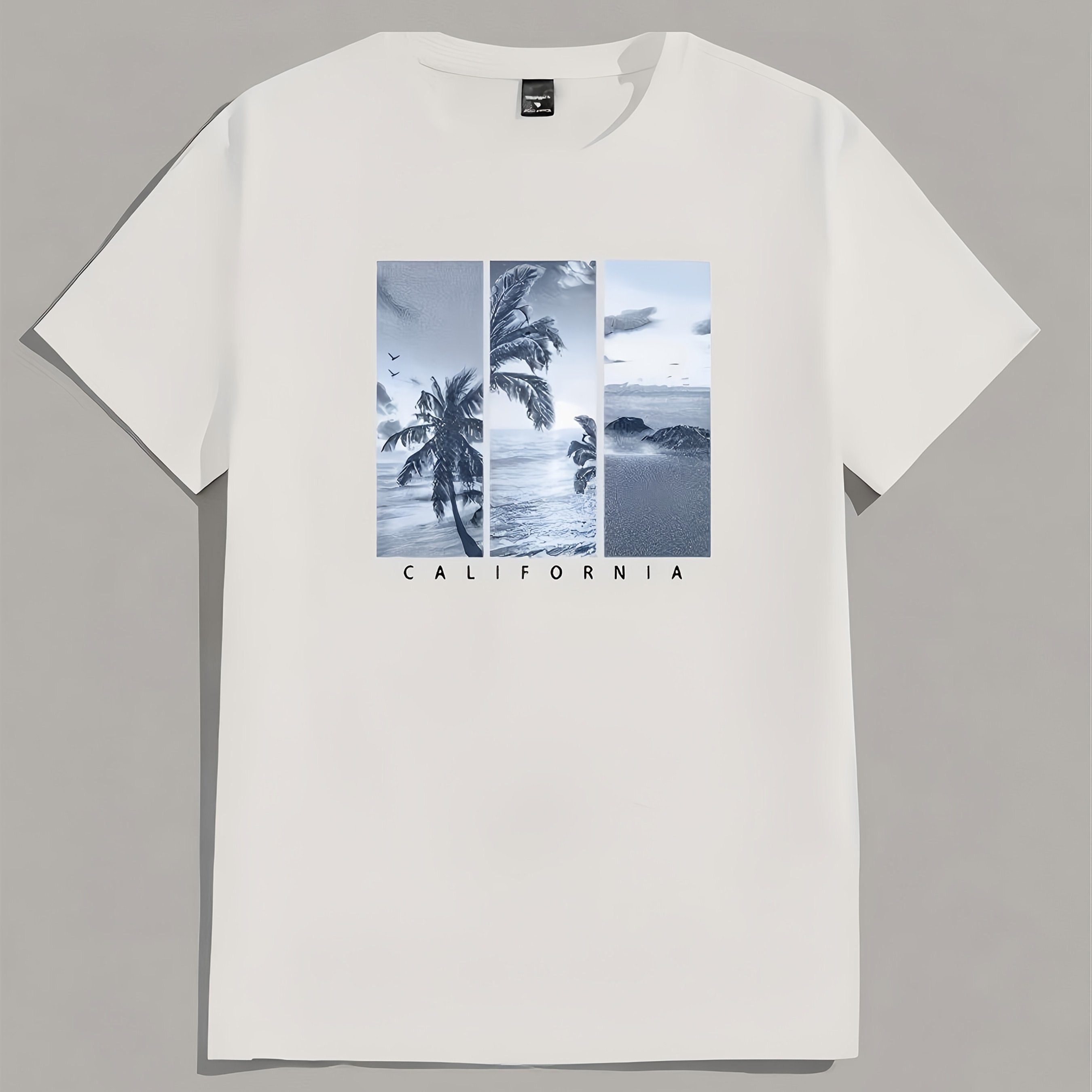 TEMU Fashion Printed Men's T-shirt, Highlights , Pure Cotton Material, Solid Color And Dynamic Print , Comfortable And Breathable, Essential For Summer