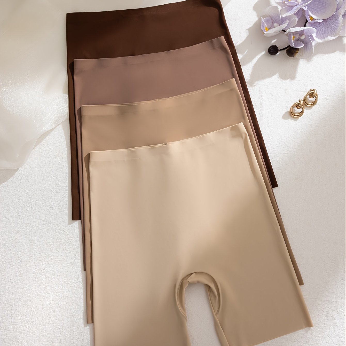 TEMU [4-pack] Seamless High-waist Briefs Fabric Panties Women's Underwear Anti-exposure Lift Tummy Control