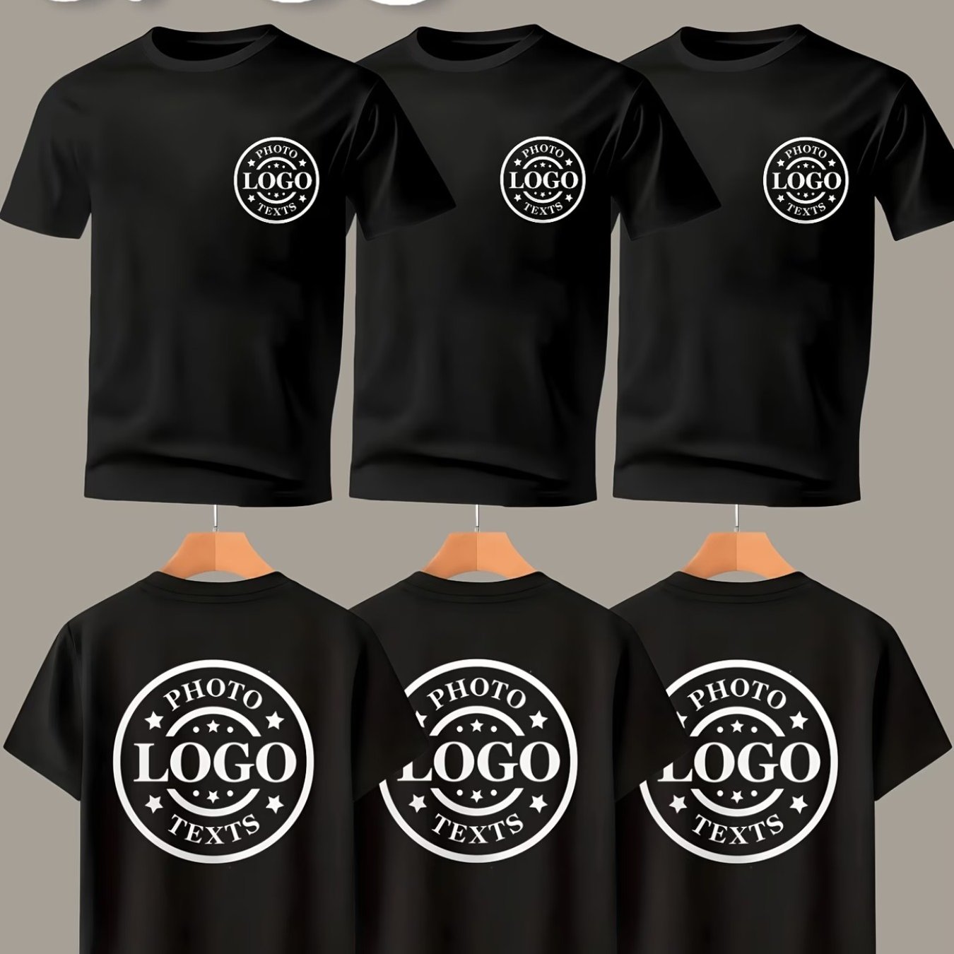 TEMU Three-pc Summer Men's Short-sleeve Diy Customizable Personalized Printed Photo, Text, And Logo, Fashionable Printed Breathable Outdoor Casual