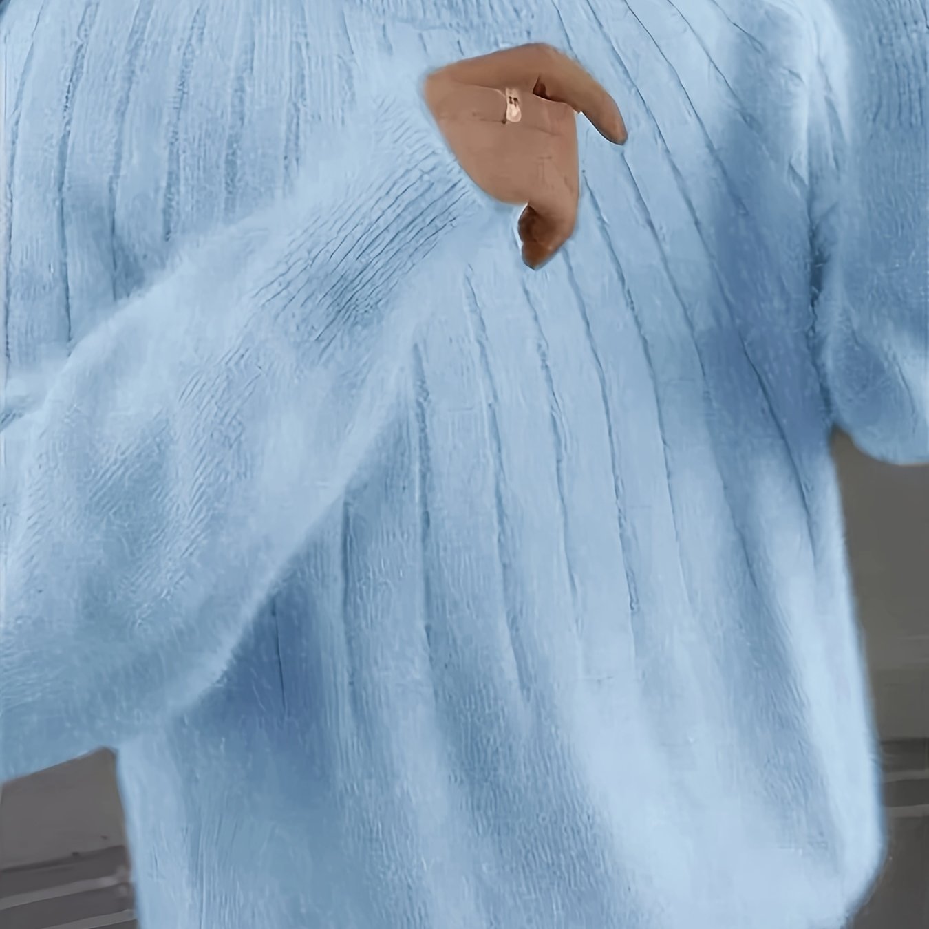 TEMU Pull à col ras du cou de style français, haut pour femme uni de couleur unie pour /hiver, simple, décontracté, polyvalent, article de mode doux