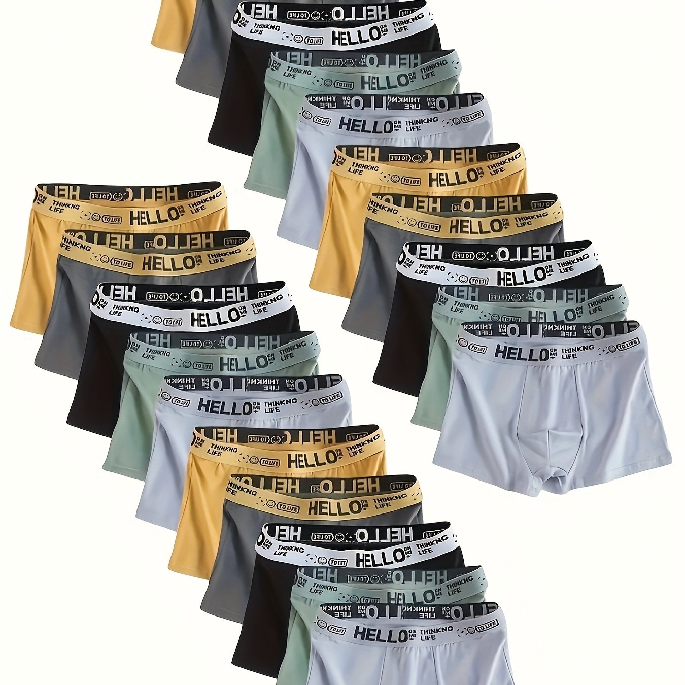 TEMU [ Random 20 Breathable Men's Underwear With" Hello"] 20 Stylish And Breathable Men's Boxer Briefs | Comfortable, High-, Quick-drying Sports