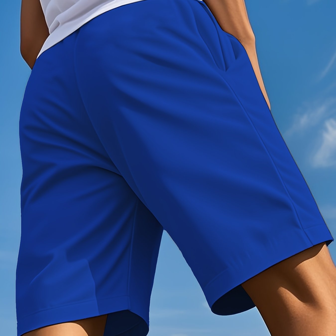 TEMU Single-piece Men's Casual Sportswear, Men' Color Regular Style Shorts, Fashionable Solid , Moisture-wicking And Sweat-absorbing, Breathable And