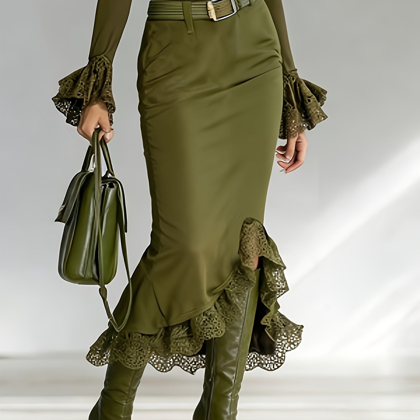 [lace Skirt] Women's Lace Elegant And Beautiful Half-length Skirt - Solid-color Dress Suitable For Daily Wear And Summer