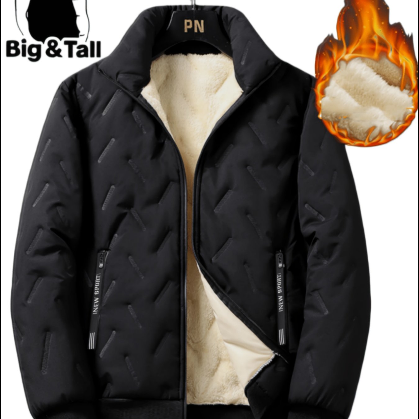 TEMU Plus Size Men's Stand Collar Autumn Winter Warm Thick Casual Jacket Coat