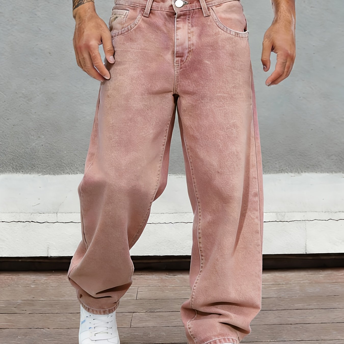 Image of Men's Casual Trendy Loose Fashion Versatile Straight Jeans, Autumn Menswear