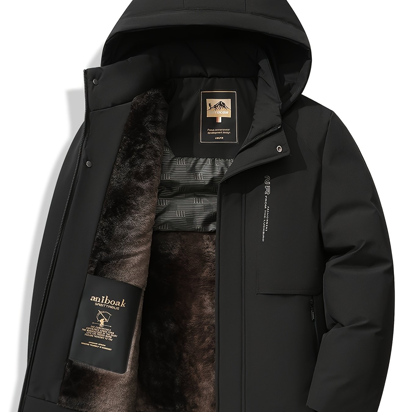 Men's Winter Fleece Lined Hooded Parka Jacket, Thick Warm Coat