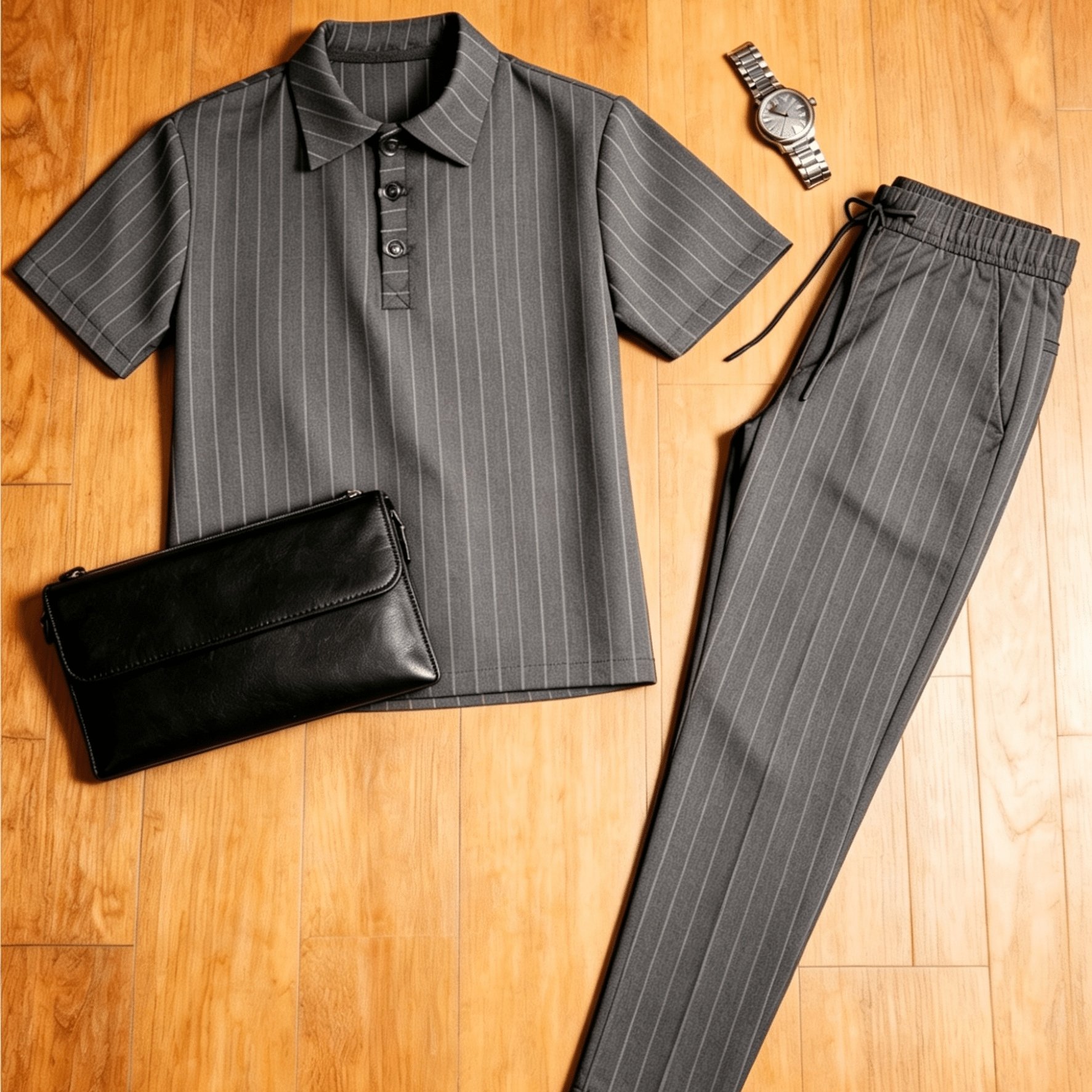 Image of 2pcs Suit: Men's Casual Sportswear - 3d Printing, Button, Short-sleeved Shirt And Trousers, Comfortable Fabric, Light , Casual Business, Daily Wear