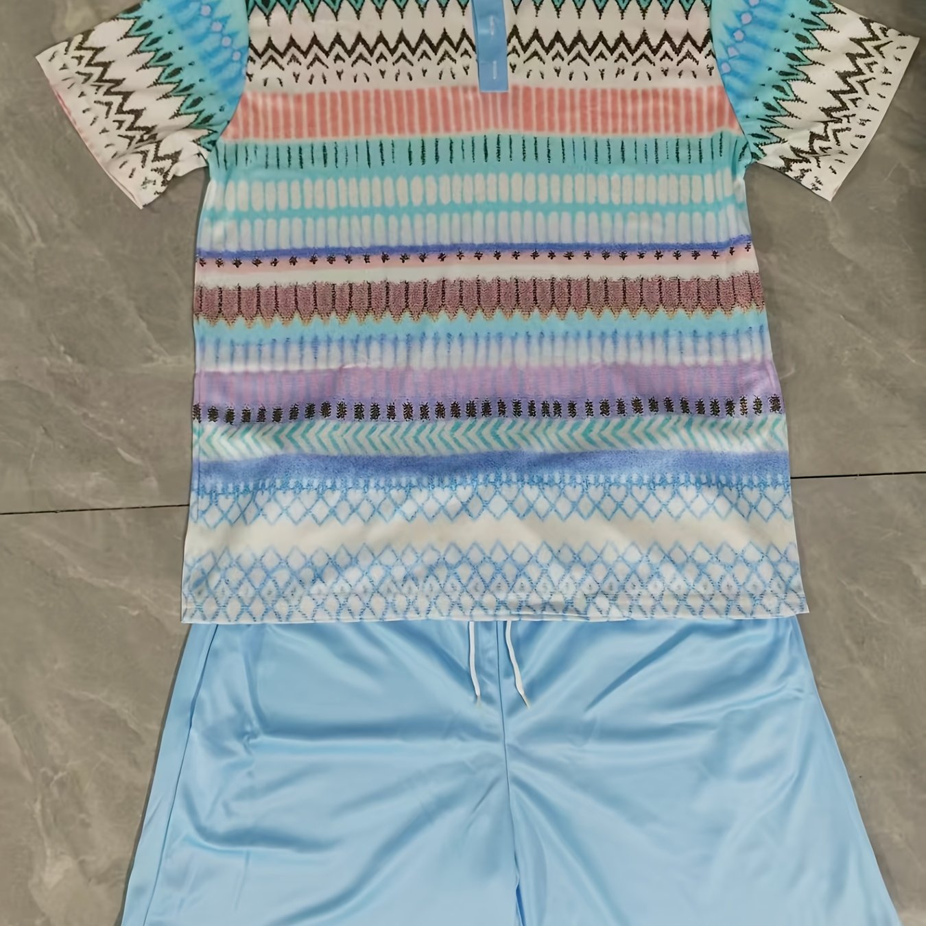 TEMU Ensemble Décontracté Sportif pour Homme : Chemise à Manches Courtes et Short pour Sorties Quotidiennes et Déplacements