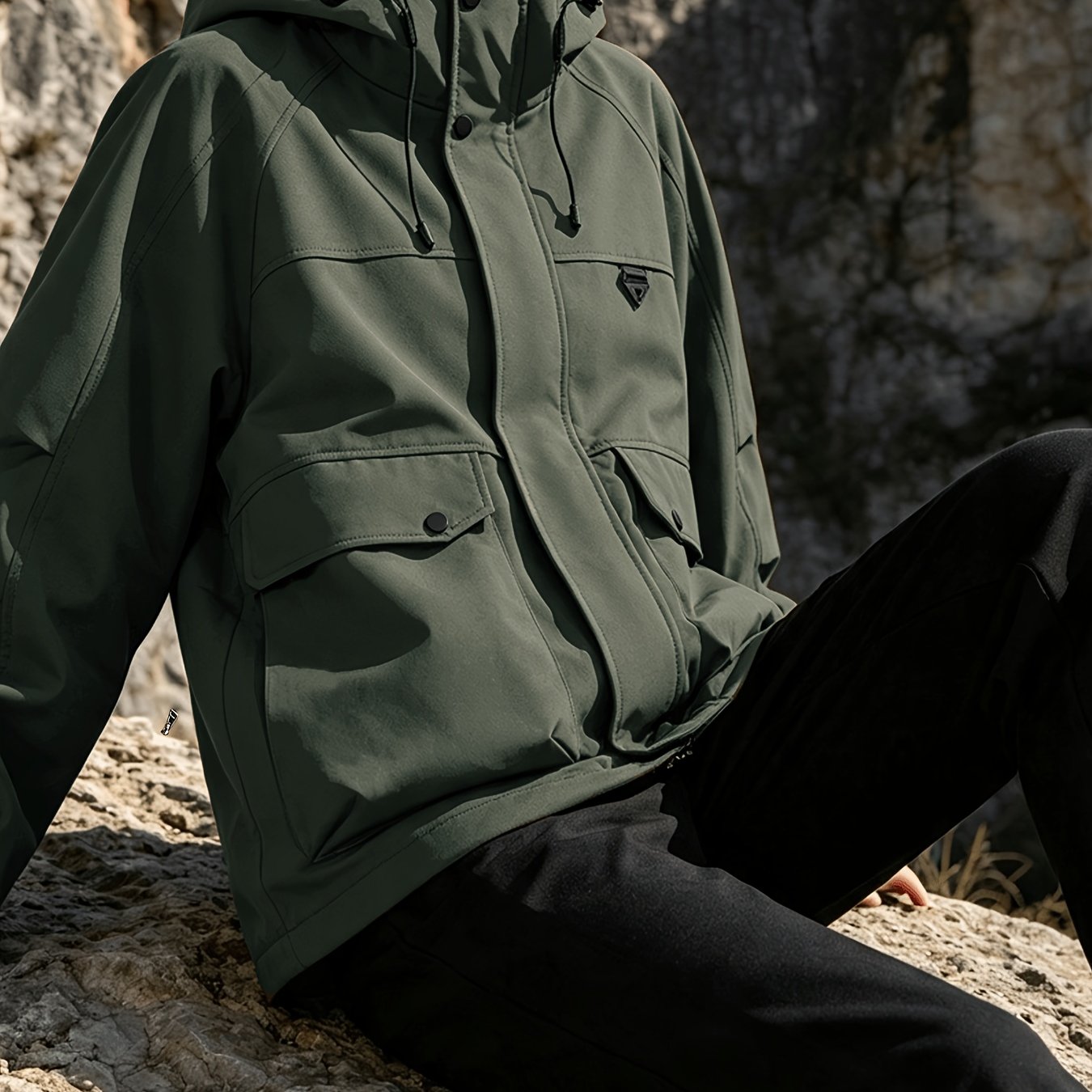 TEMU Plus Size Women's Outdoor Hooded Cargo Jacket Autumn Winter Loose Hiking Coat Retro Pocket Techwear Outerwear Casual All-match Trekking Camping