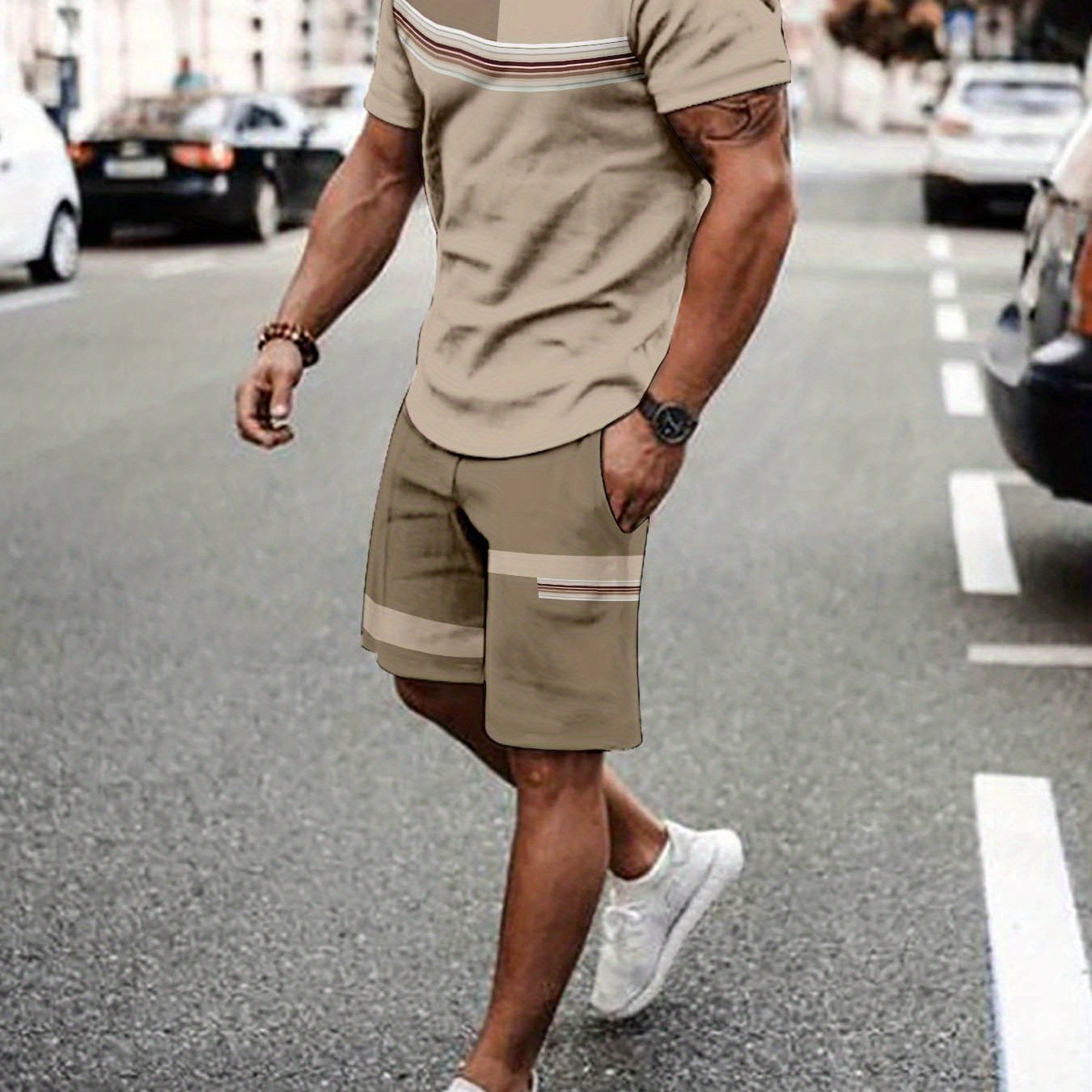 Casual Athletic Set Breathable Outdoor Leisure Men's T-shirt And Bermuda Shorts Set Summer 3d Printed Outfit Men's Adult