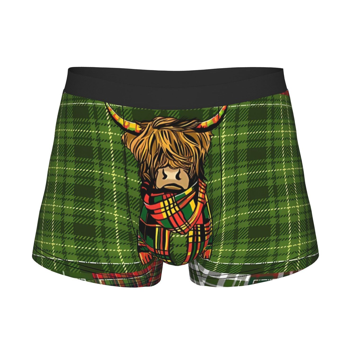 TEMU 1pc Scottish Highland Cow Christmas Christmas Underpants Homme Panties For Man Underwear Print Shorts Boxer Briefs