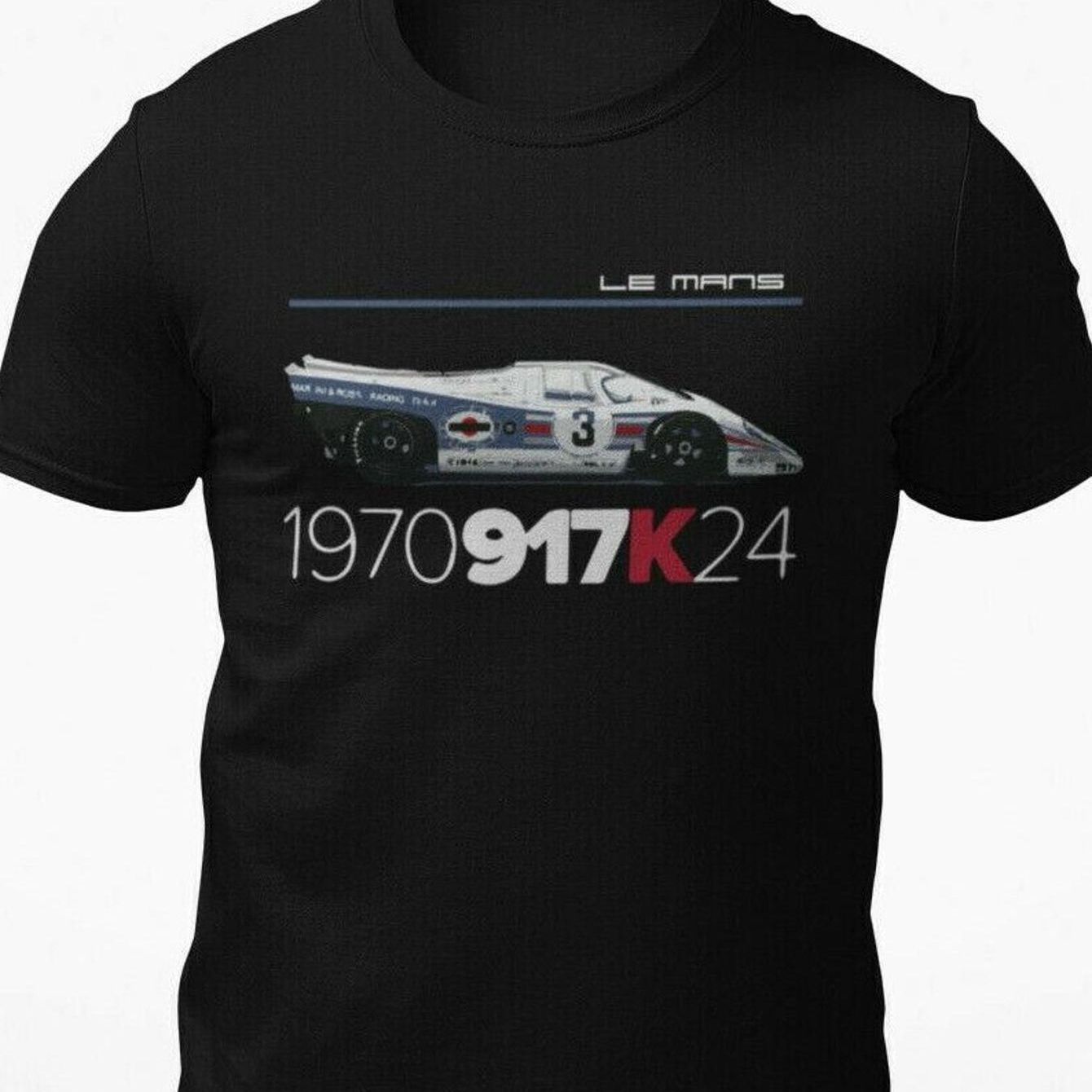 1970 917k Race Car T-shirt - Vintage Mans Logo & Number 917 Design, , Unisex Breathable Short Sleeve Tee For Fans, Casual Wear & Themed Events (officially Inspired)