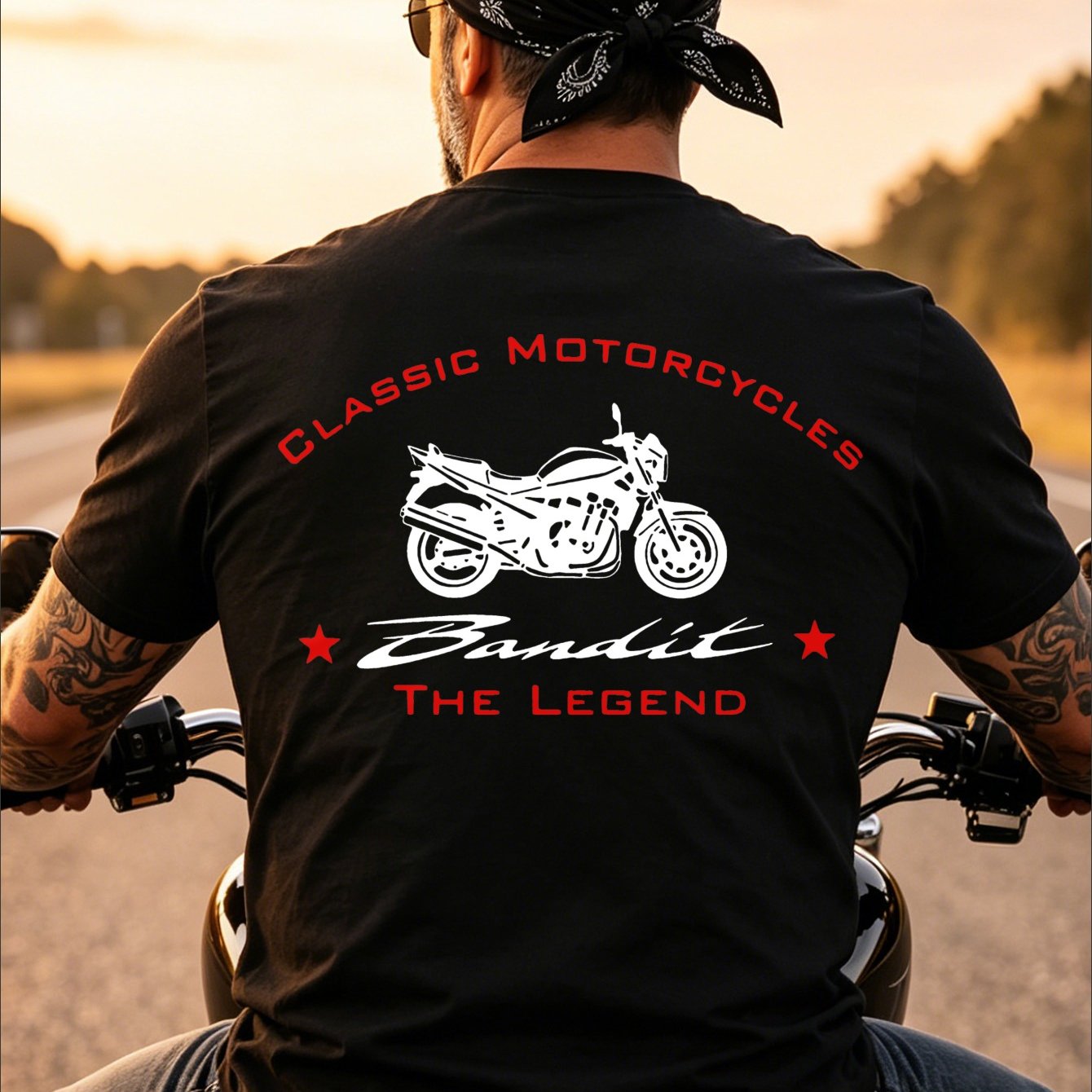Trendy New Style Back Print Funny Unisex T-shirt Motorcycles The Legend Motorcycle Graphic And Text Design Perfect For Riding Holiday Gift 100 Fashionable Versatile Daily Casual Wear Short Sleeve
