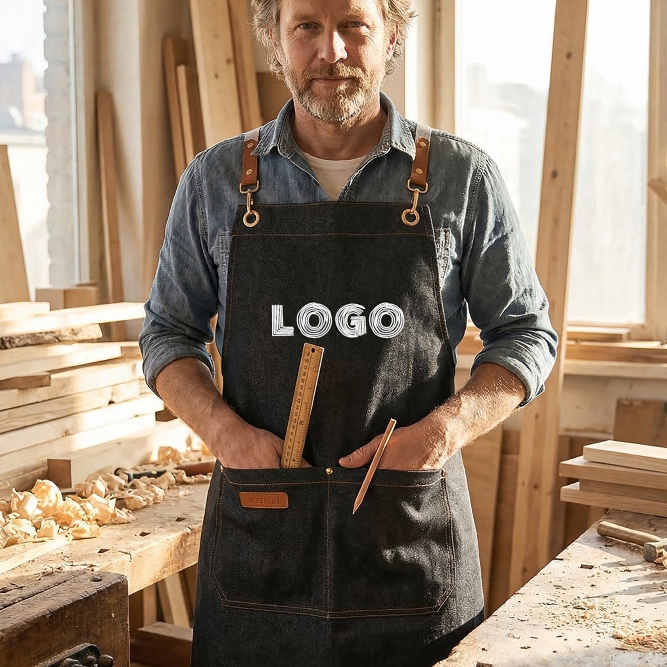 TEMU Custom Logo/text/photo Apron With Your Own - Heavy-duty Thick Bib Suitable For , Photo/logo Printing For Gardening, Cooking, Uniforms,
