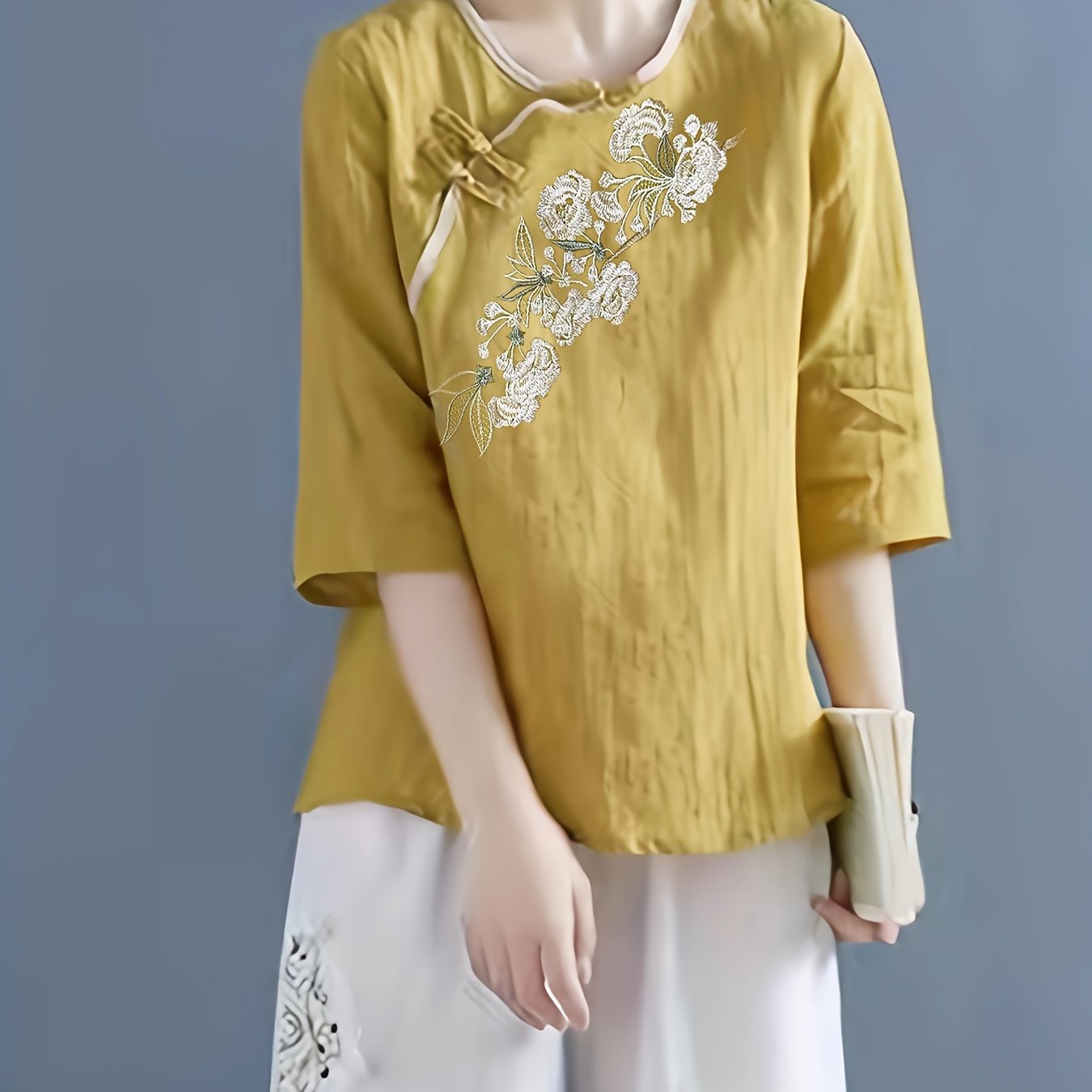 embroidered tang suit t shirt chinese traditional top loose casual top for spring summer womens clothing