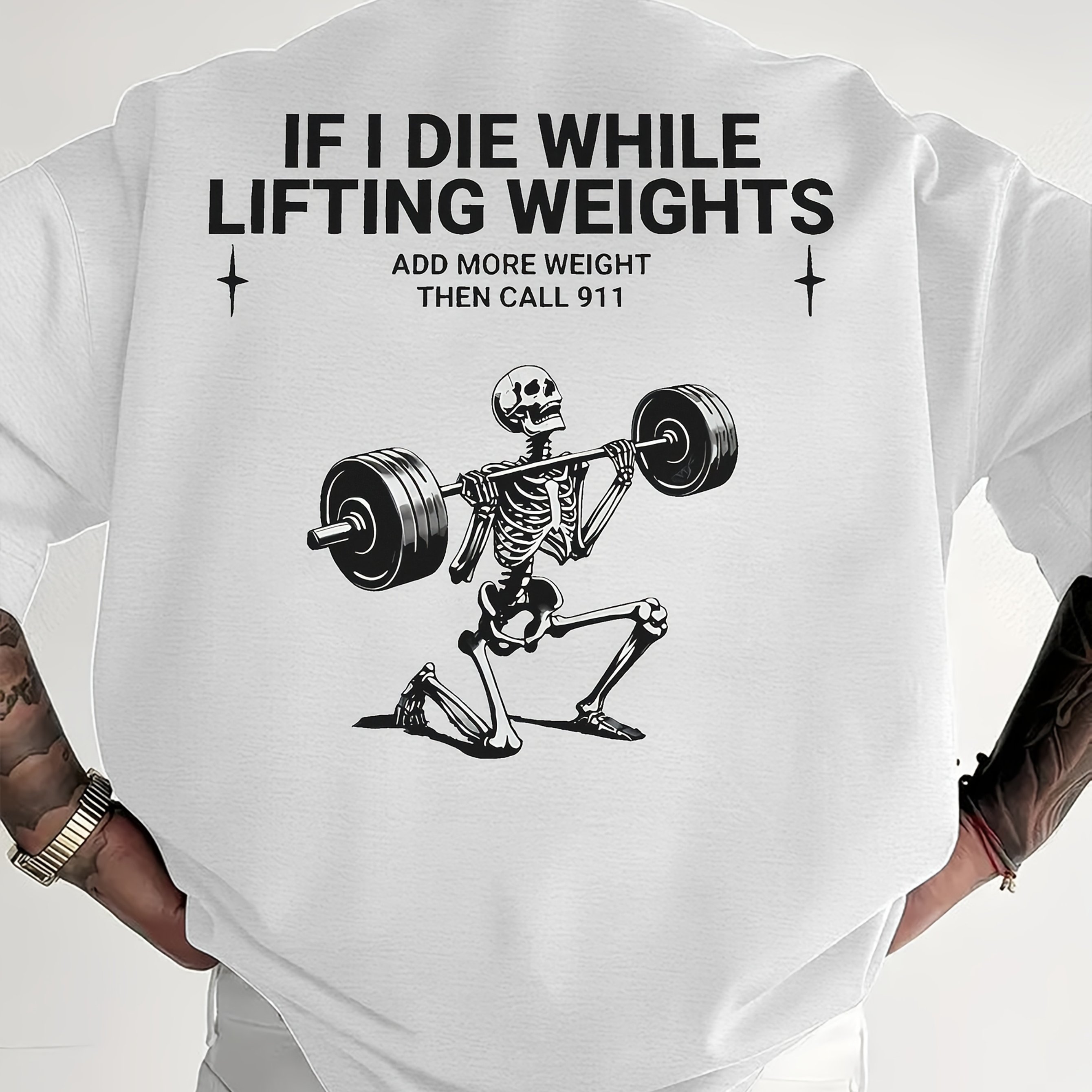 TEMU Men's Fun " Death While Weightlifting" Fitness Humor T-shirt - Weightlifting Print Training Top, Crew Neck Casual Summer Style, Suitable For Gym