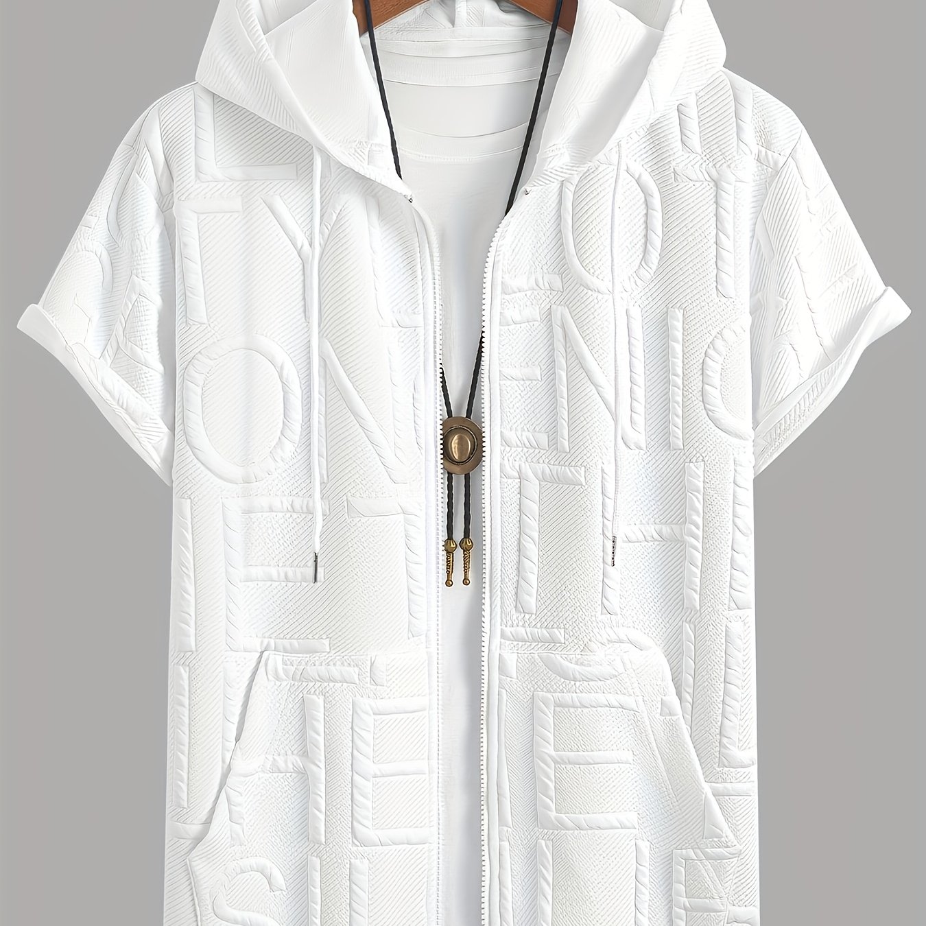 TEMU [shule Water Obm] Men's Fashion Individual Elastic Letter Jacquard Material With Rope And Zipper Design Version Suitable For Daily Casual