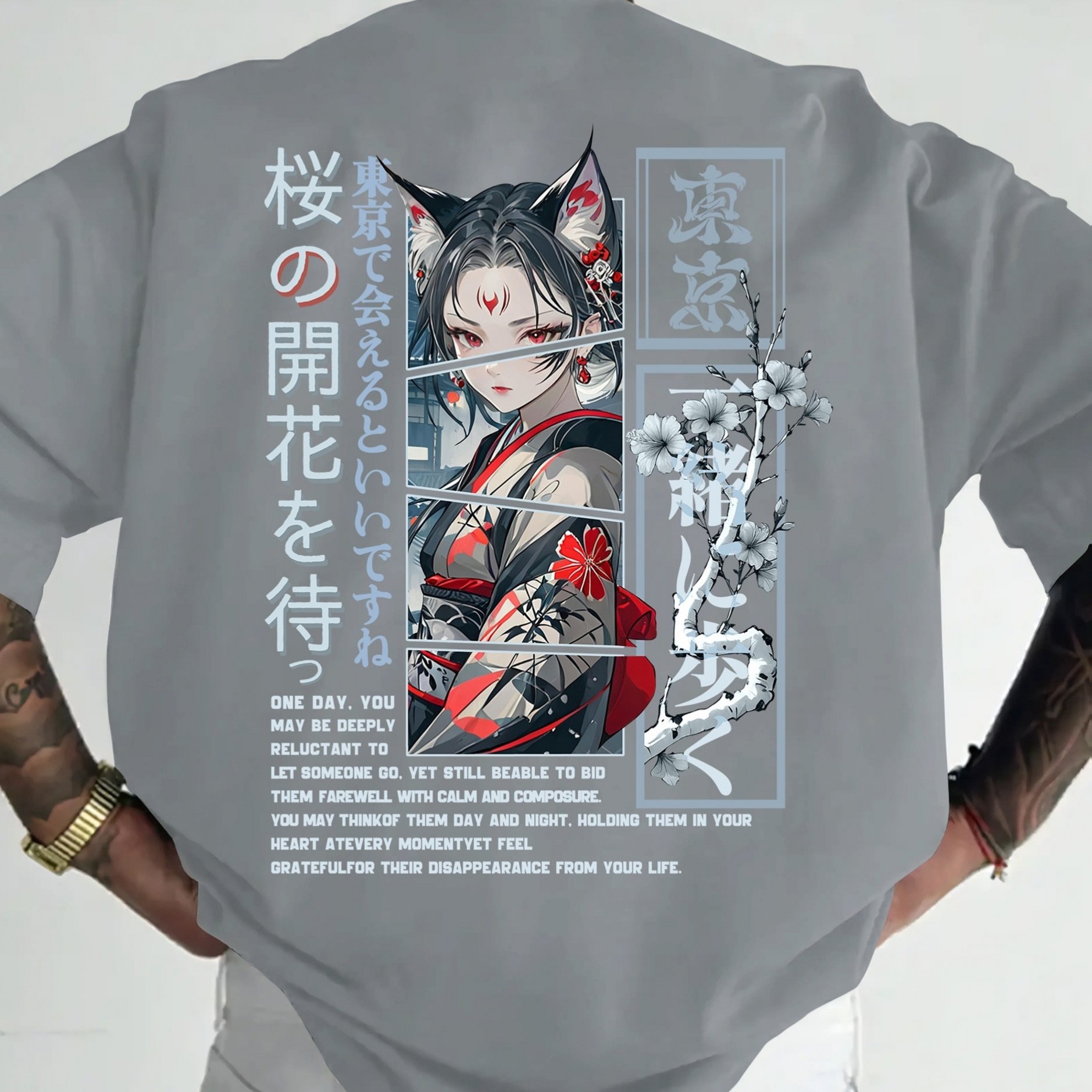 TEMU Men's T-shirt Men's Y2k Casual Tokyo Anime Pattern T-shirt - Tokyo Anime Cat Ear Girl Pattern Cherry Pattern Summer Short Sleeve T-shirt Top,