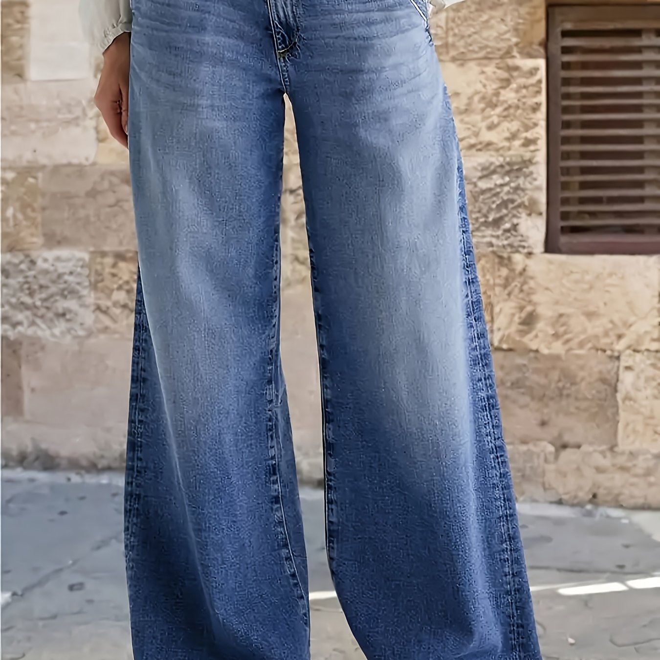 Image of Plus Size Women's Casual Wide-leg Horse Hair Gradient Long Pants