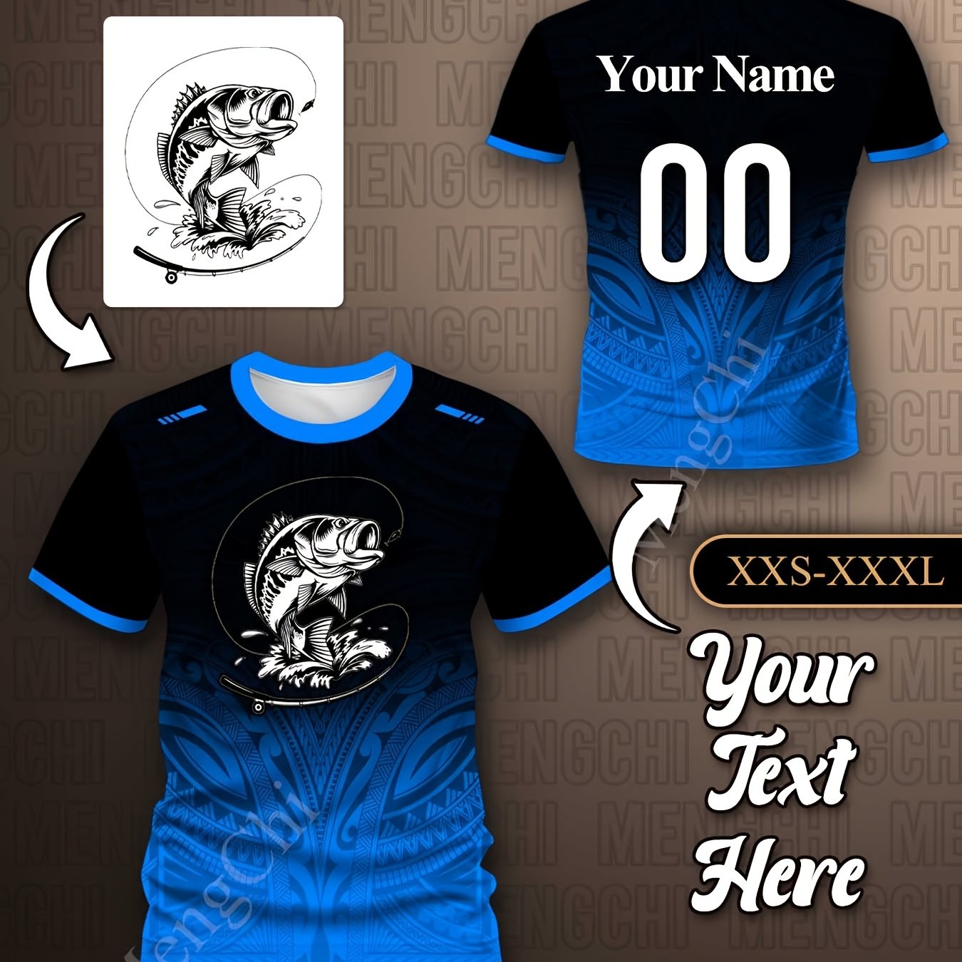 TEMU Customizable 3d Printed T-shirt - Short Sleeve Round Neck, Gradient Design, Personalized Logo And Text Options For Clubs, Events, Promotions,
