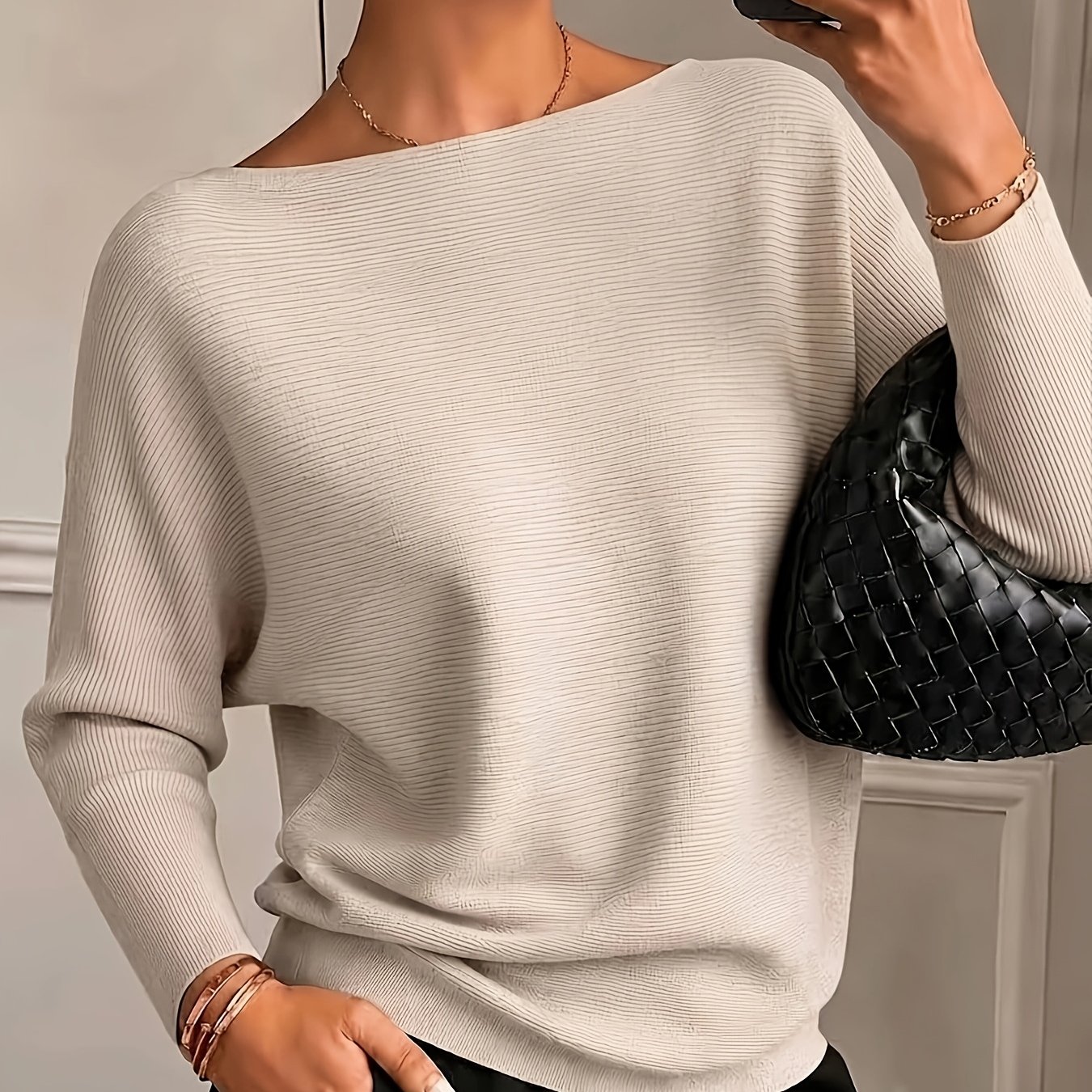 TEMU Haut unie à asymétrique d'une seule épaule et coupe ample, Pull à manches longues et épaules dénudées, Haut décontracté de tous , Simple et