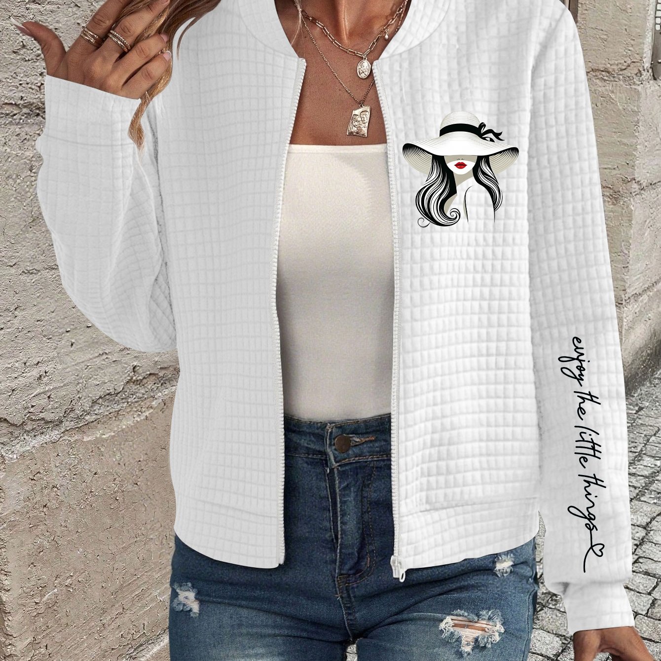 TEMU Veste pour femmes avec motif portrait imprimé 2D | Cardigan décontracté et tendance, styles printemps et automne, tenue de tous , shopping air,