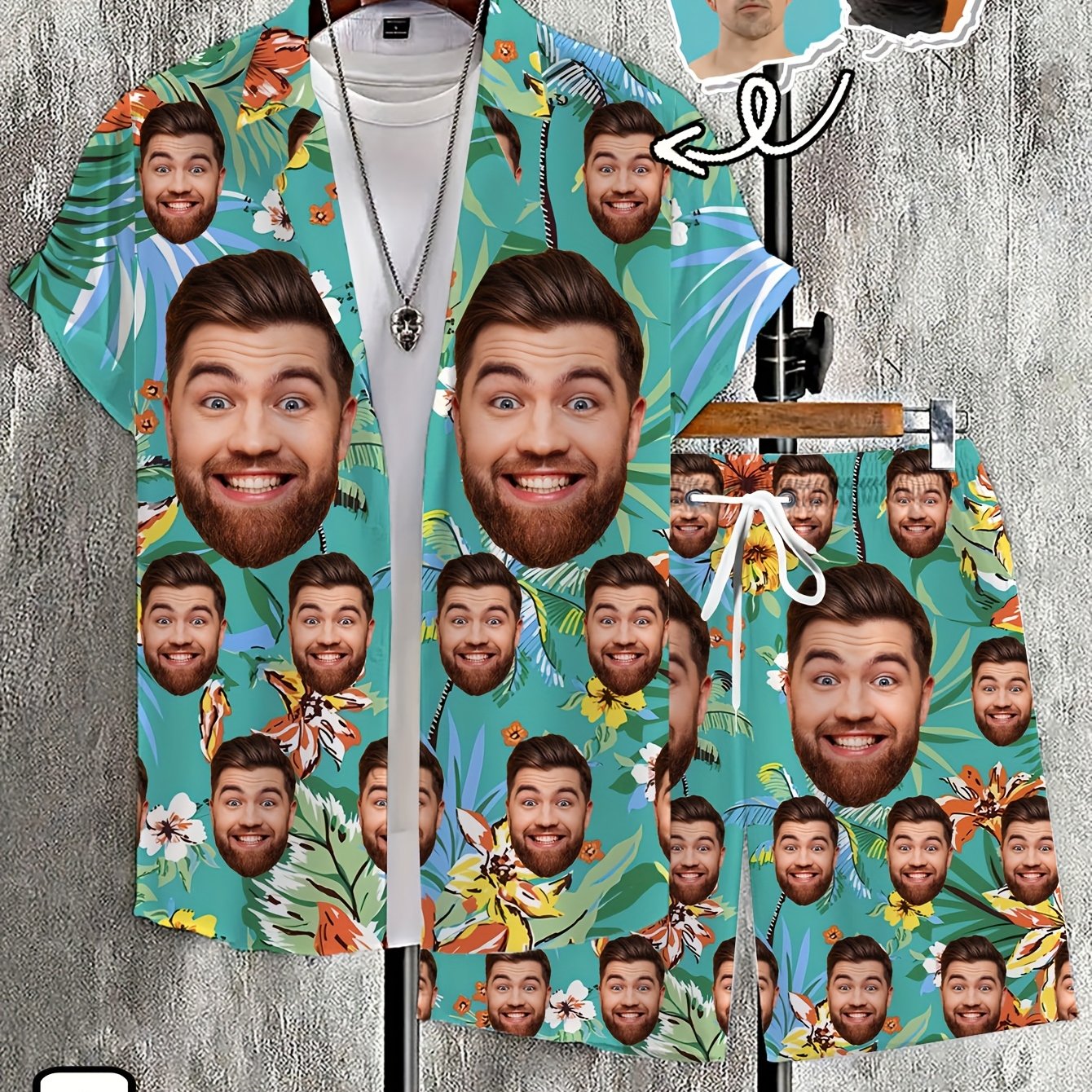 TEMU Custom 3d Short-sleeve Shirt And Shorts Set For Men