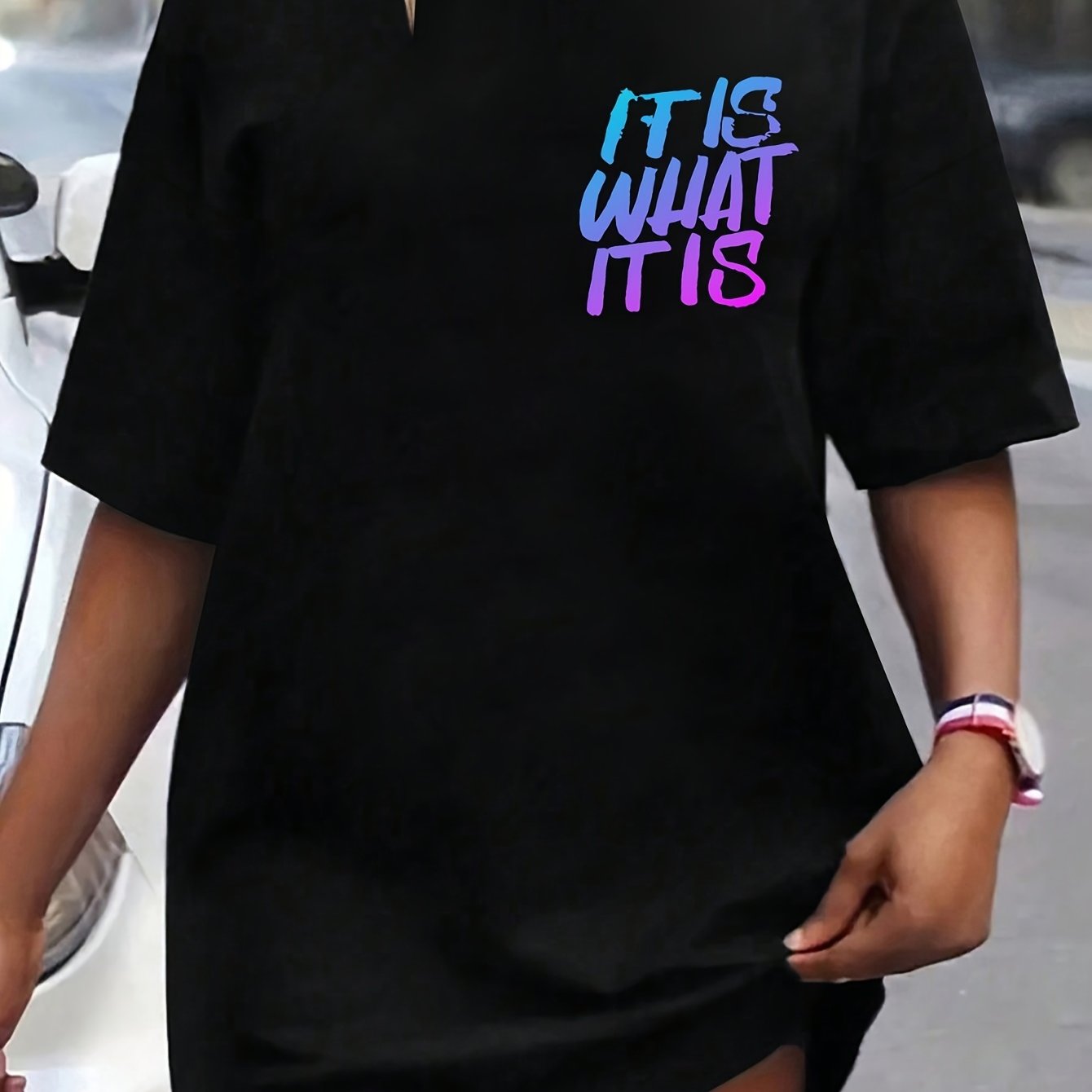 Image of Plus Size, Women's Casual Plus Size T-shirt - Pkdze Printed T-shirt - Pure - Comfortable And Breathable Fabric - Vintage Graphic Casual Summer T-shirt Top 2026