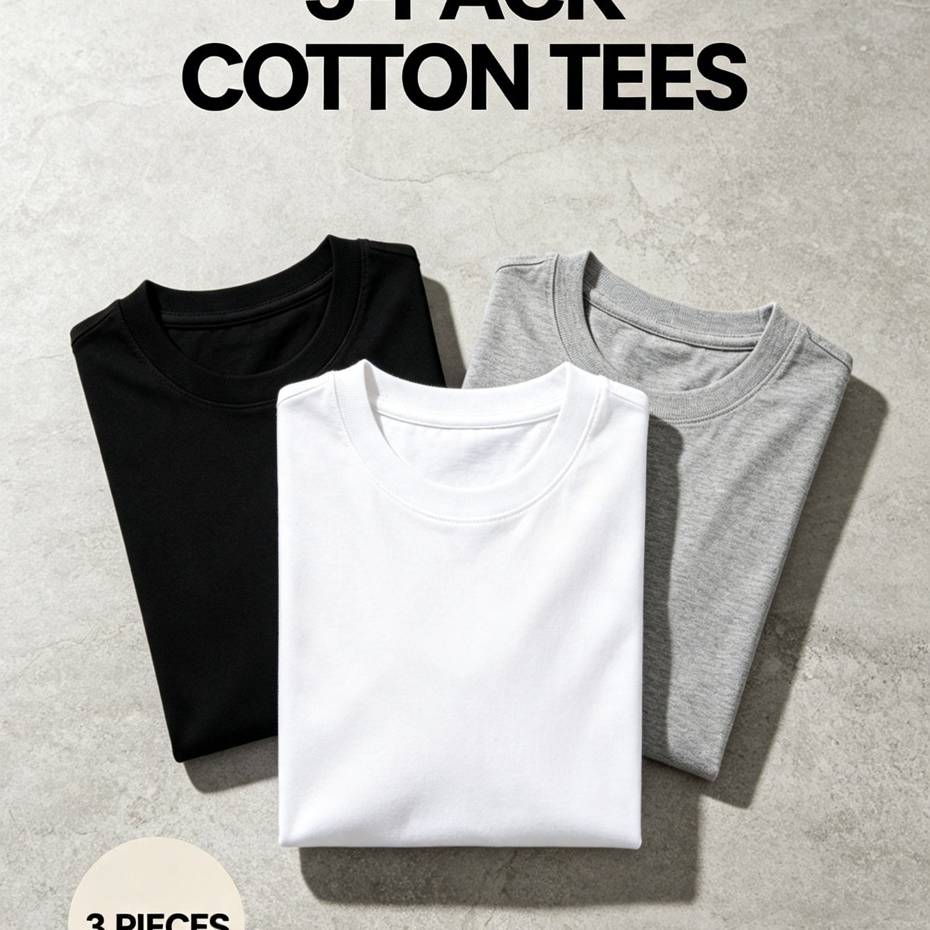 TEMU 3pcs Voguevessel Men's & Unisex Cotton T-shirts - Solid Color Short Sleeve Crew Neck Casual Tees, Soft Breathable Regular Fit Suitable For ,