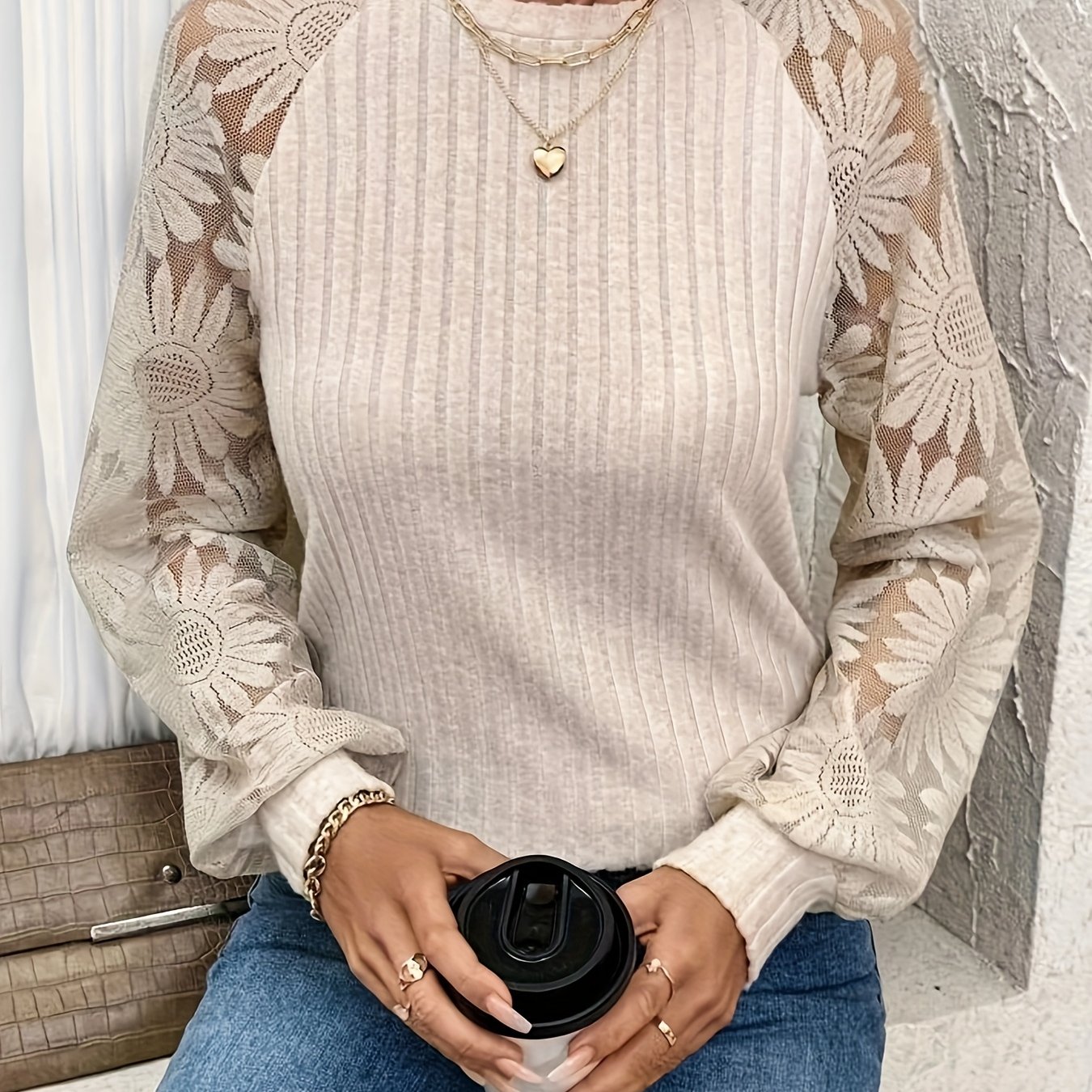 E-shop Eleganter Damen Strickpullover mit , langen Ärmeln, Rundhalsausschnitt und schulterfreiem Schnitt für Herbst/Winter