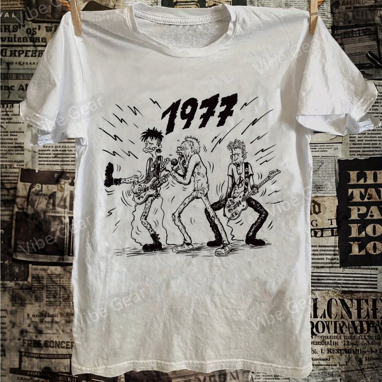 Men's And Women's Vintage 1977 Punk Graphic Tee - Comfortable Retro 70s Punk Shirt Featuring 1977 Punk Poster Design, With Round Neck And Short Sleeves