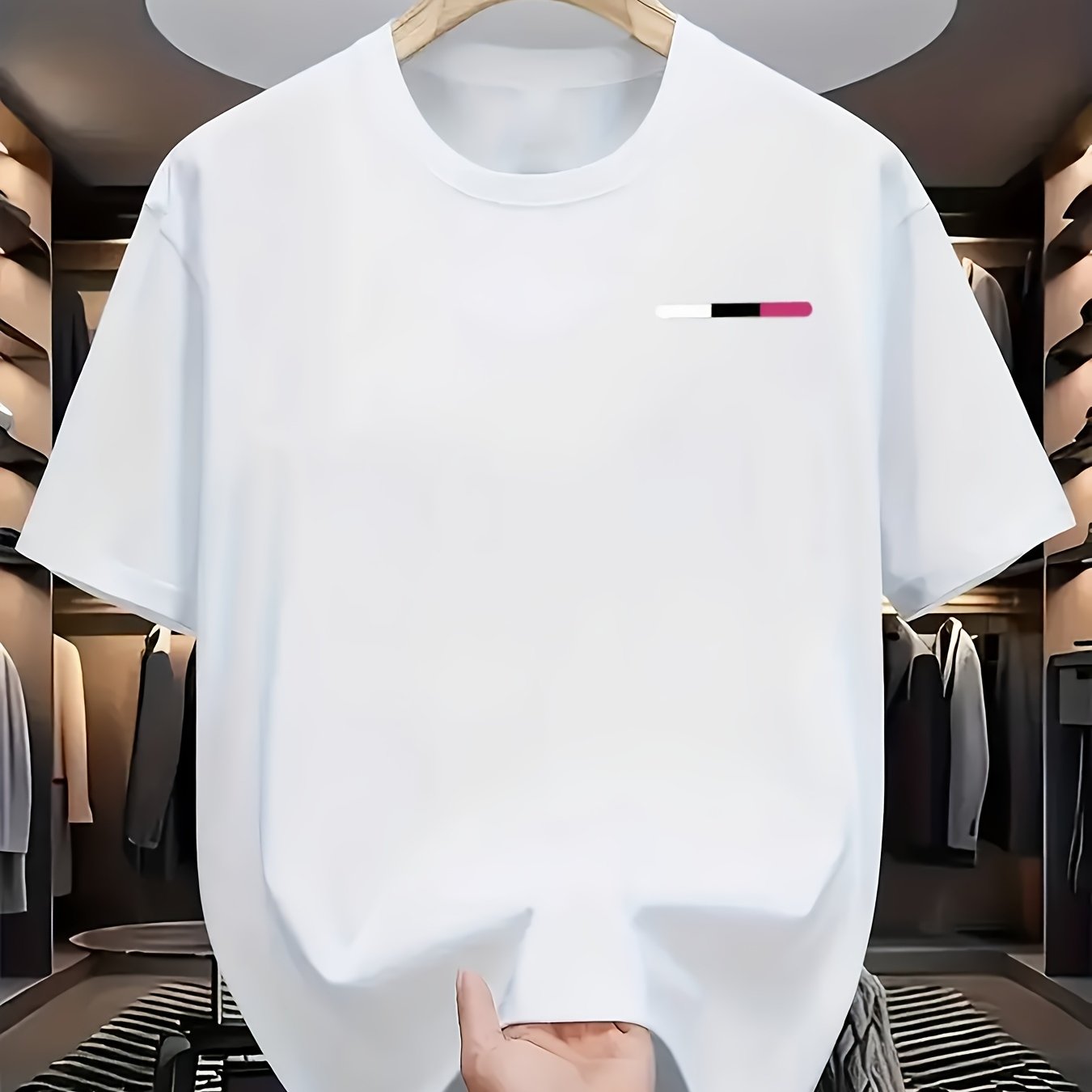 Suitable For Home And Casual Attire, Machine Washable, Minimalist Style Short-sleeved Pattern Piece- 's Gift, Fine Stitching, Style, Plus Size