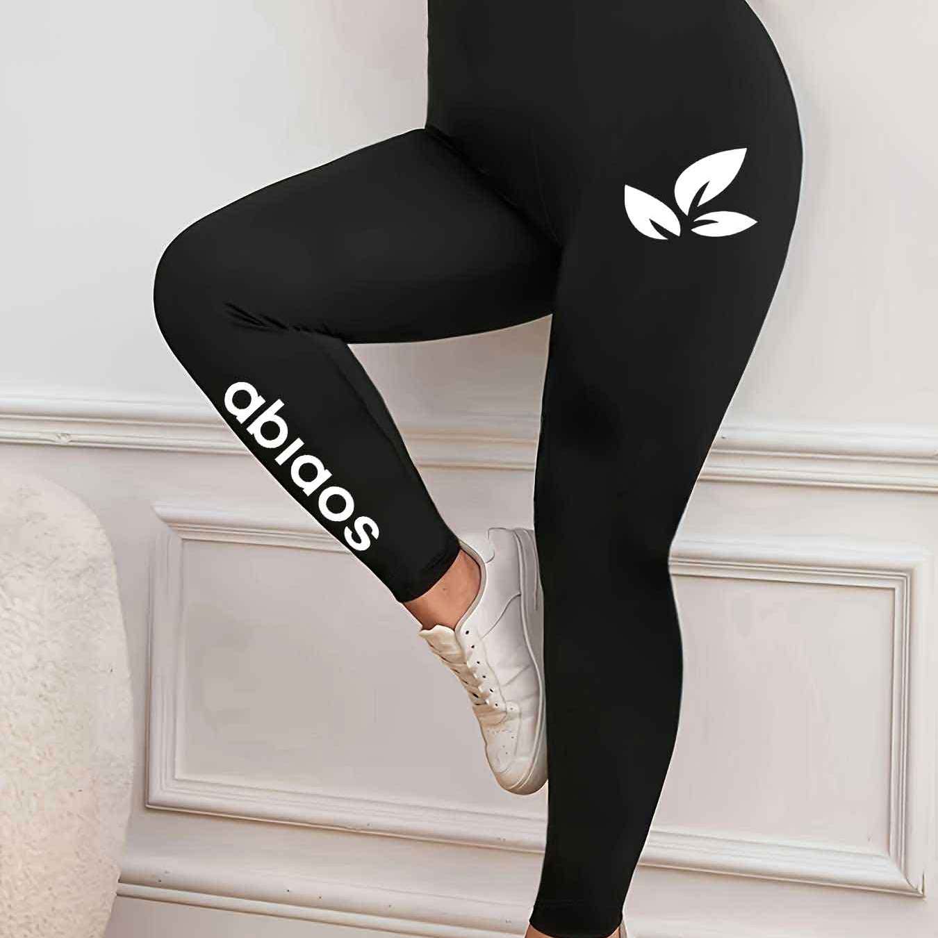 TEMU Plus Size Women's Fashion Printed Casual Athletic Stretch Long Pants, Leggings, Yoga Pants, Comfortable