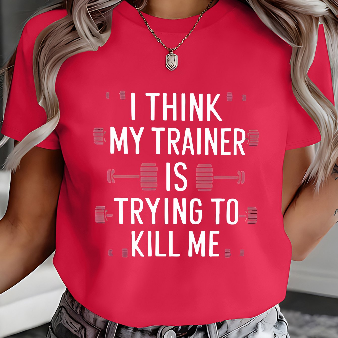 TEMU White Text 'i For Is Trying To Kill' Spring/summer Round Neck Casual Sweatshirt Short Sleeve T-shirt Women's Comfortable Top 11345