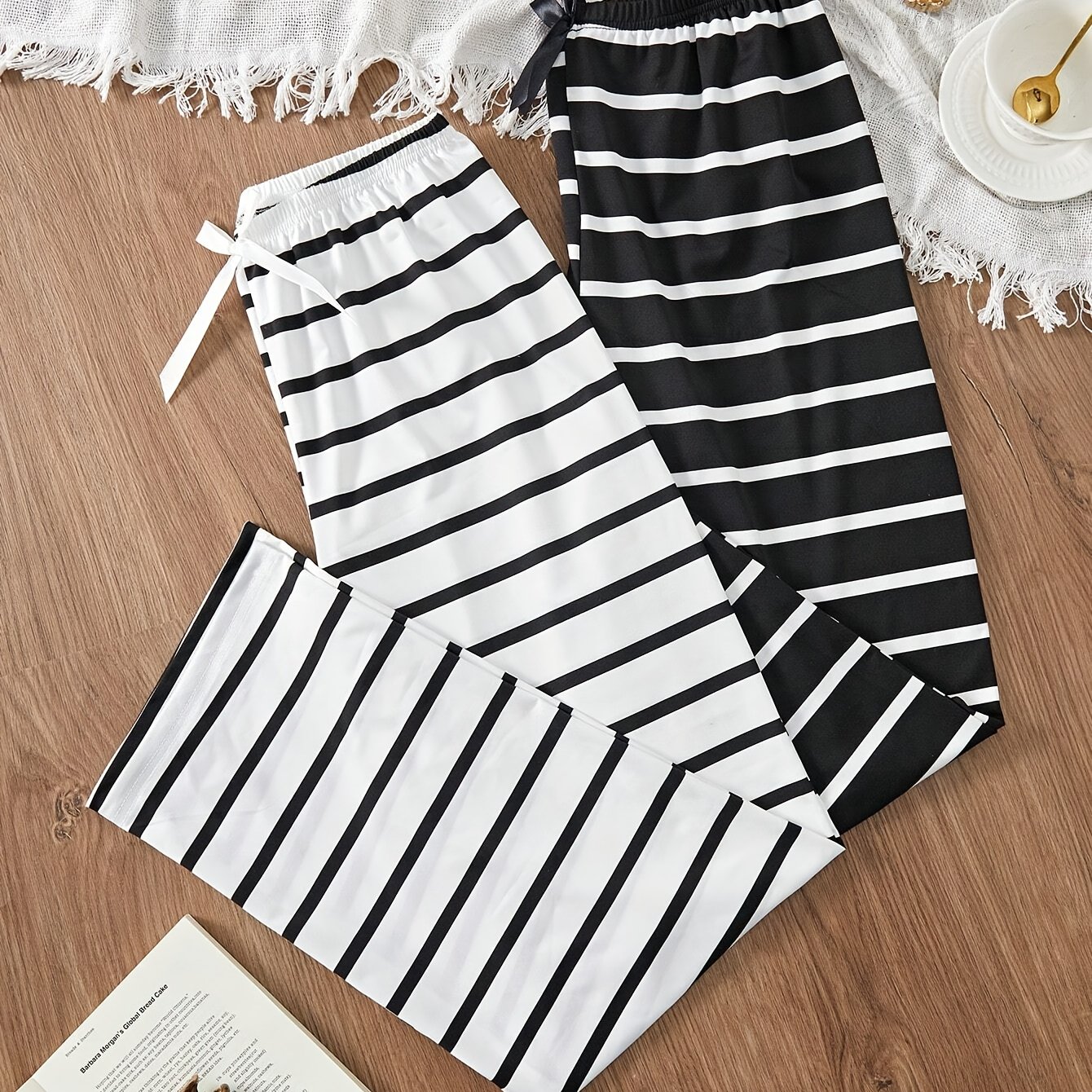 TEMU 2pcs Women's Striped Long Pants For