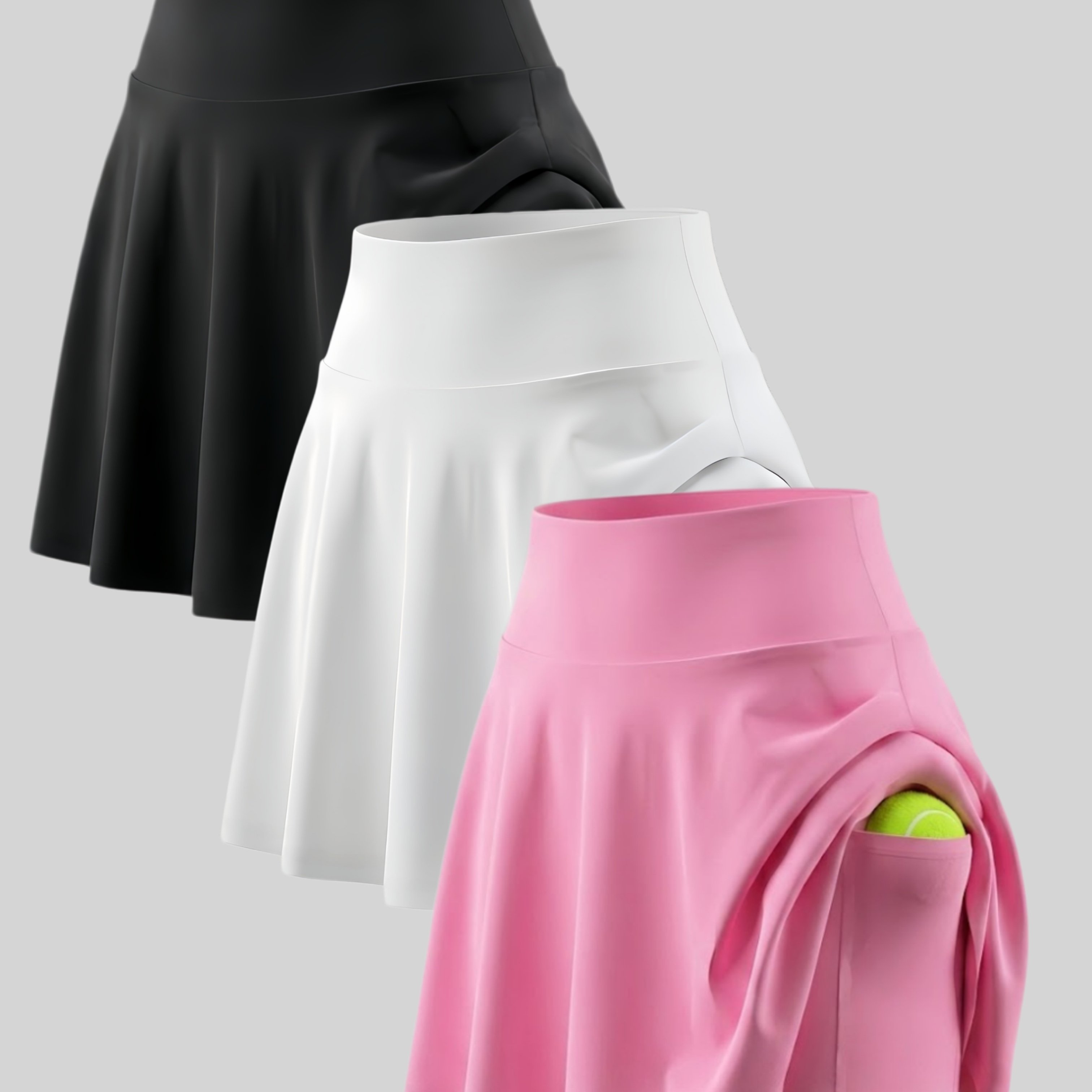 TEMU 3pcs Women's Spring Summer Casual Sports Skirt And Shorts Set, Comfortable Soft Women's A-line Short Skirt With Pockets, Daily Commute Sports