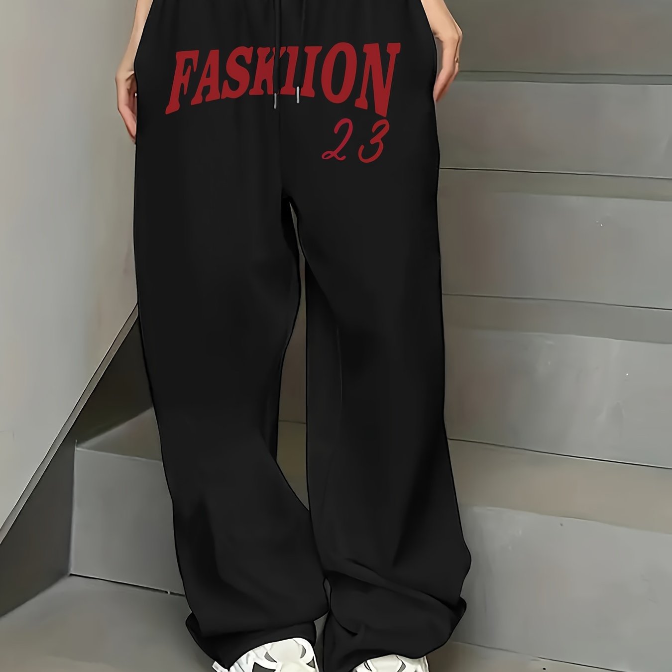 TEMU Women's Casual Athletic Sweatpants, Drawstring Straight Athletic Long Pants