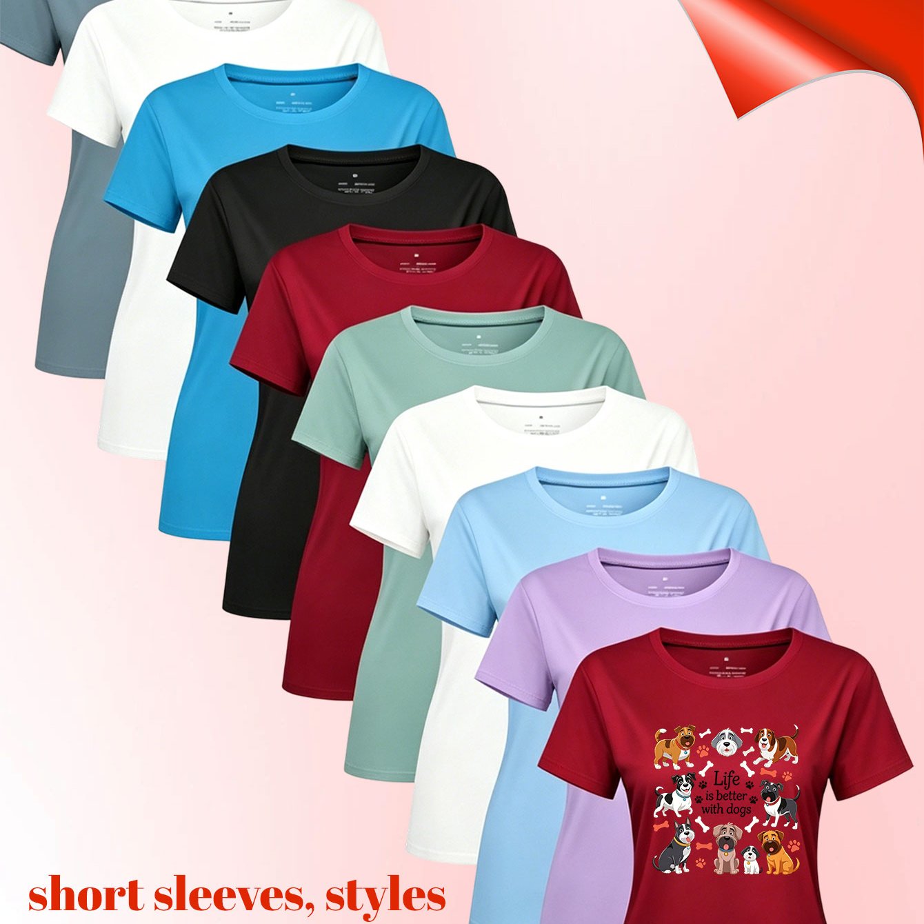 TEMU 10pcs Ladies Short Sleeve Tees, Mixed Random Colors And Prints. Loose Casual Summer Style, Breathable And Comfortable, Great For Staying At Home