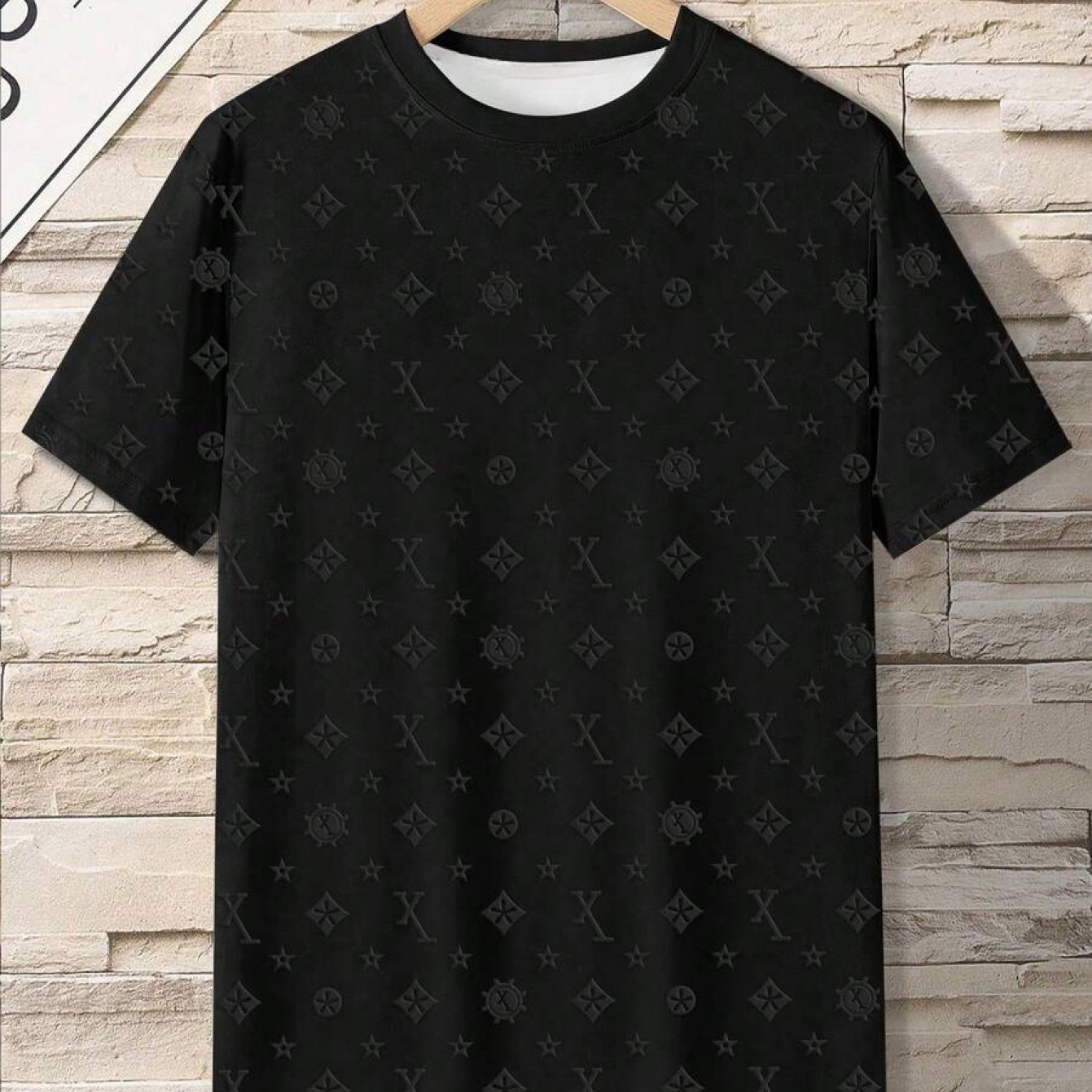 TEMU [printed Design - Not Textured] - - Men's Summer Casual Crew Neck Short Sleeve Printed T-shirt