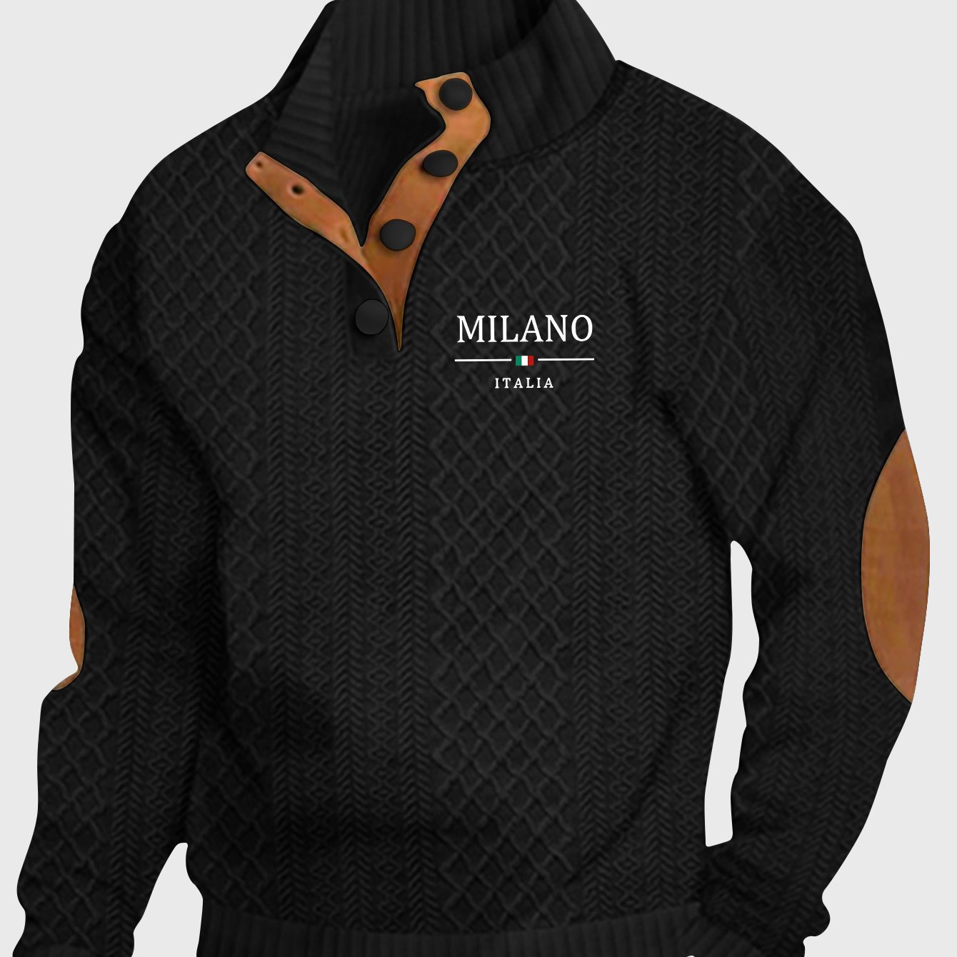 TEMU Men's Autumn/winter Christmas Stand Collar Jacquard Knit , Polyester Fiber With Random Texture, Mature And Fashionable Small High Neck Pullover