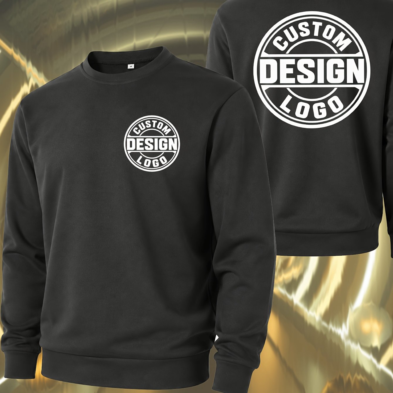 TEMU Autumn Special 1pc Custom Men's Lined Round Neck Sweatshirt, Personalized Logo Picture Customization, Fleece-lined Regular Fit For Daily , Home,