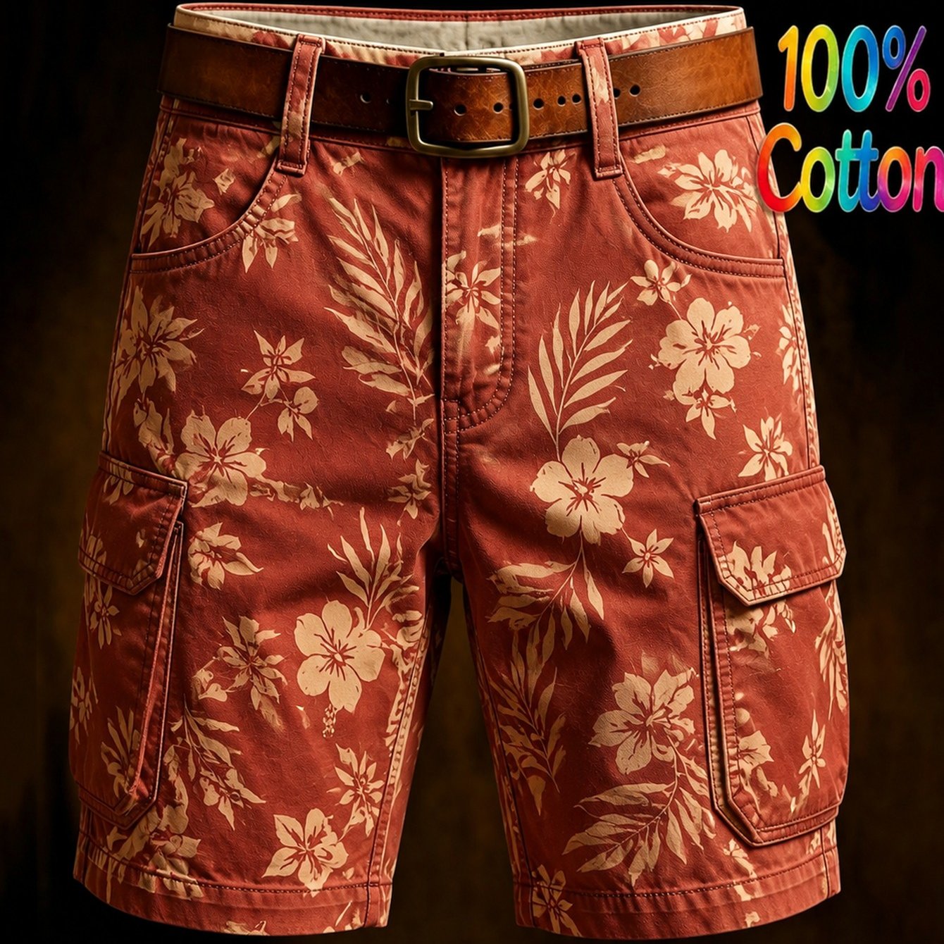 Men's No-belt Cargo Shorts For 2026, New Printed Multi-pocket Casual Daily Outfit Shorts