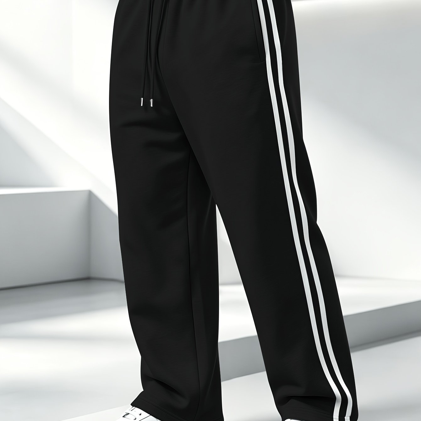 TEMU Men'-piece Fitness Casual Pants, , Regular Fit, For Gym And Running, For Gym