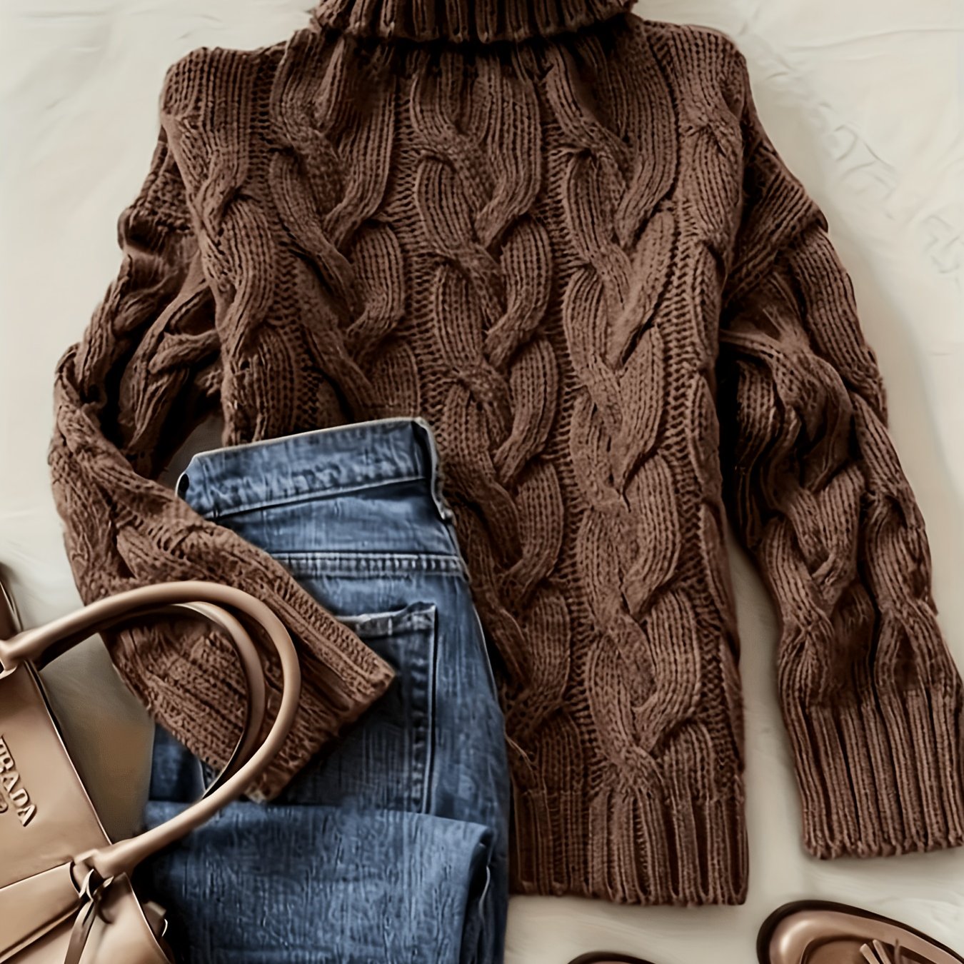TEMU Code Women's Autumn Winter Style Premium Elegant Retro Jacquard Sexy High-neck Sweater Women