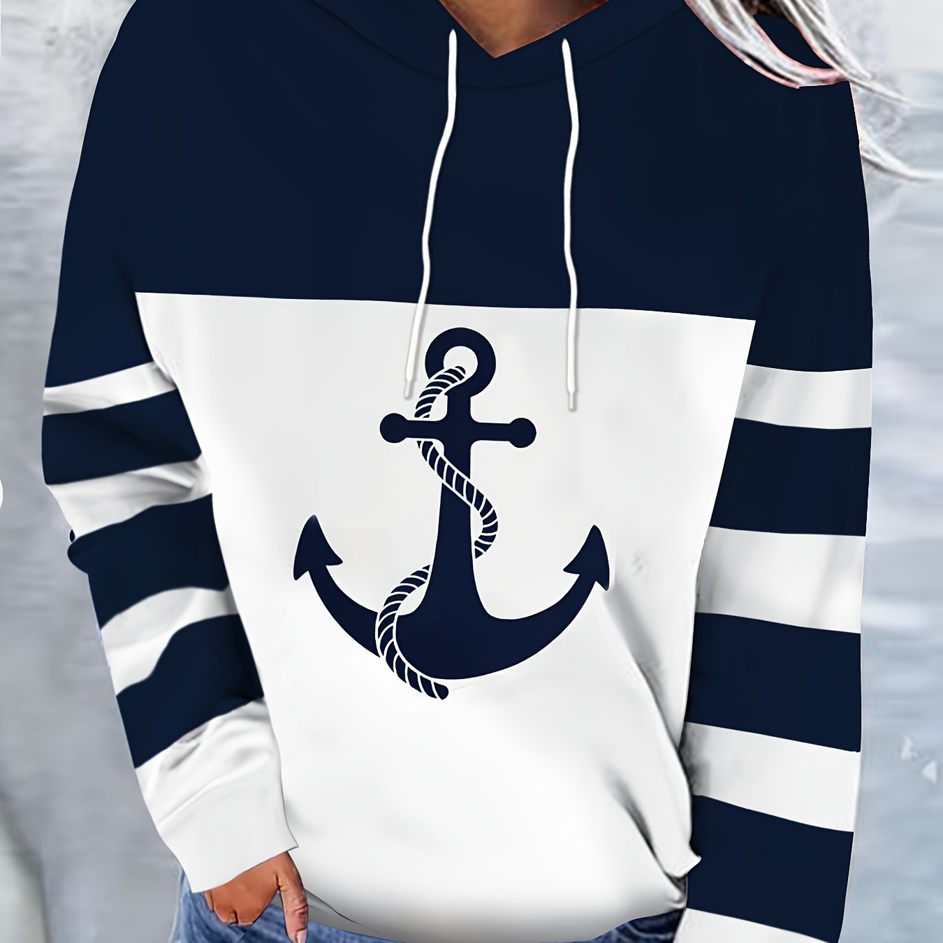 Image of Ladies Hoodie Shirt Round Neck Spring Comfortable Loose Jogging Sportswear Shirt