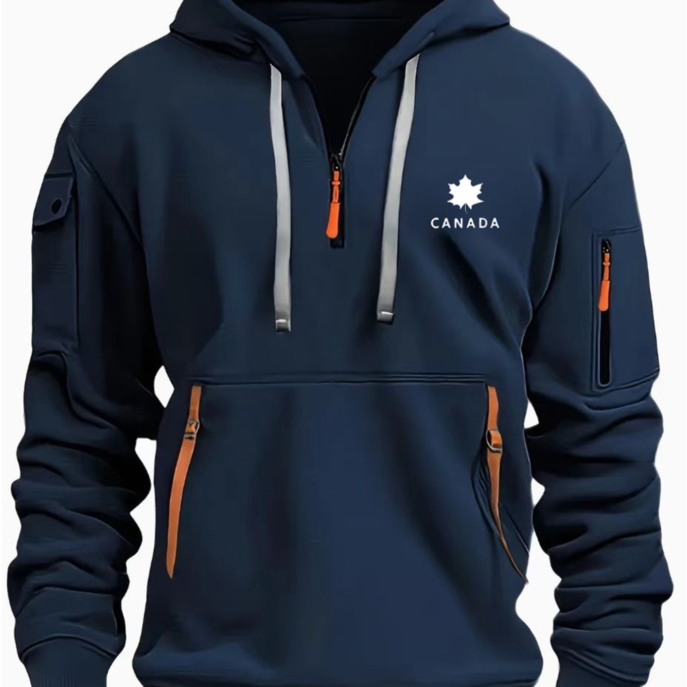 TEMU Men's Casual Sports Outdoor Half Zipper Knitted Hooded Sweatshirt Breathable Quick Drying Without Tightness