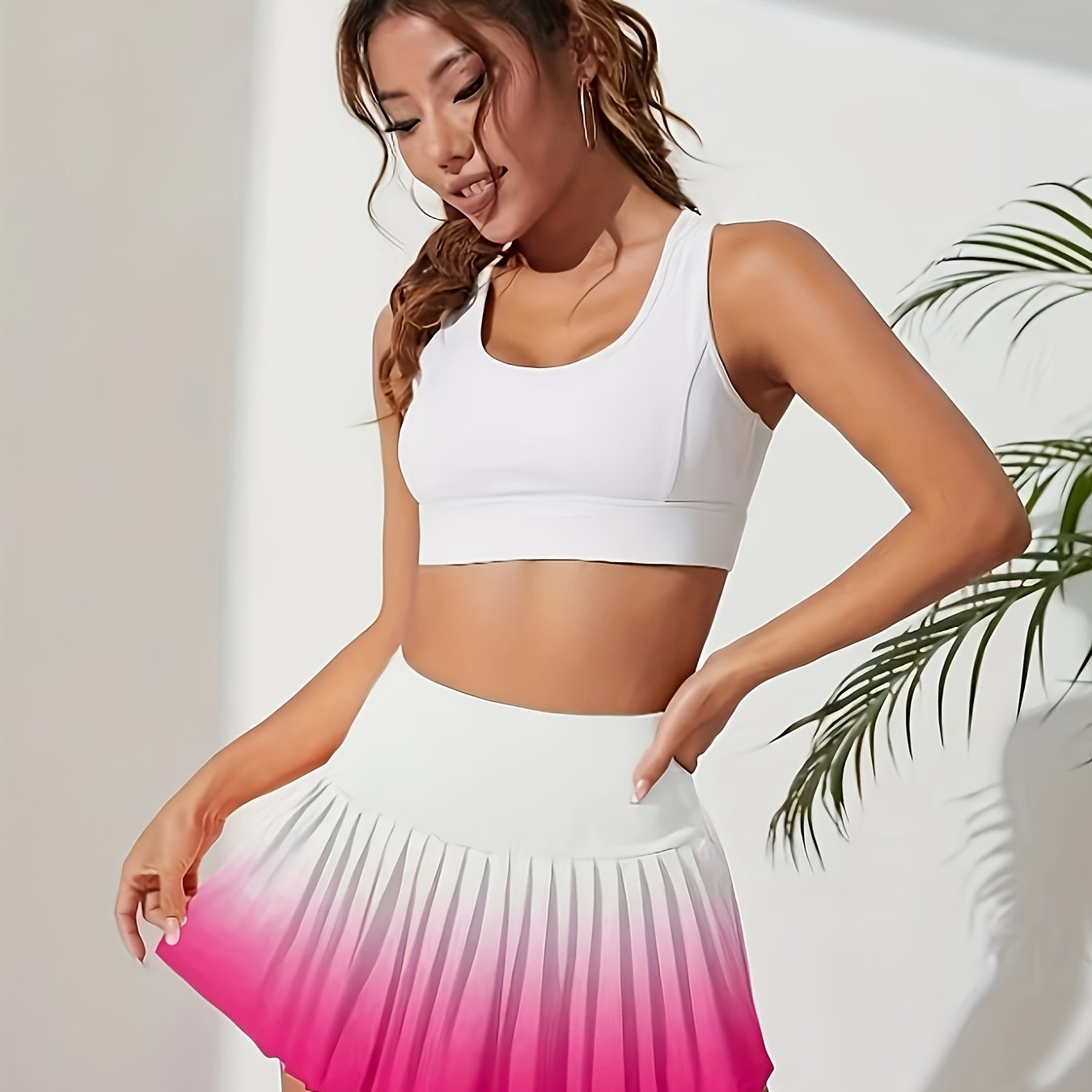 TEMU Skort de sport tendance à dégradé, idéal pour le tennis, , le yoga et les activités sportives. Mini jupe et skort.